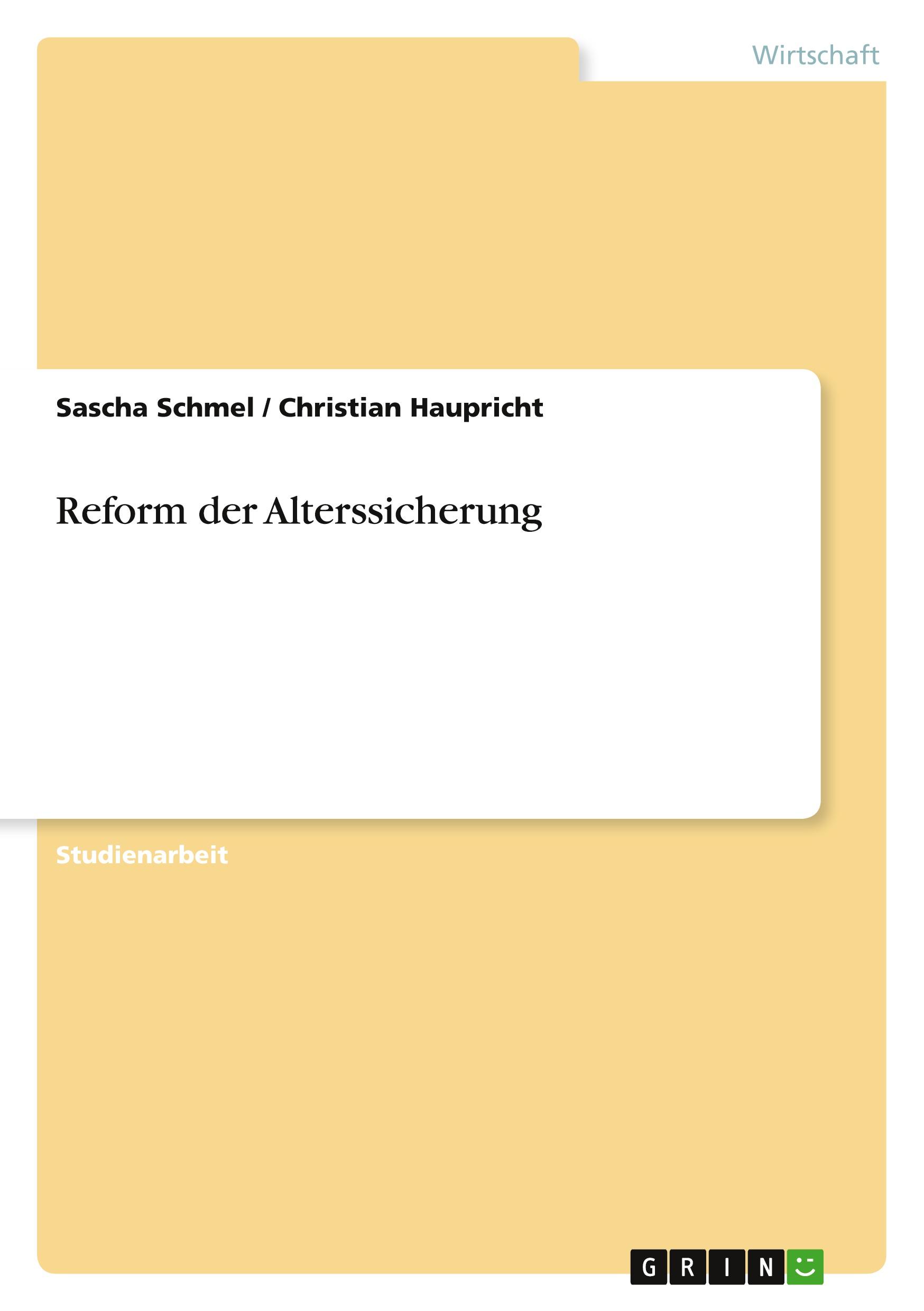 Vorderes Coverbild Reform der Alterssicherung