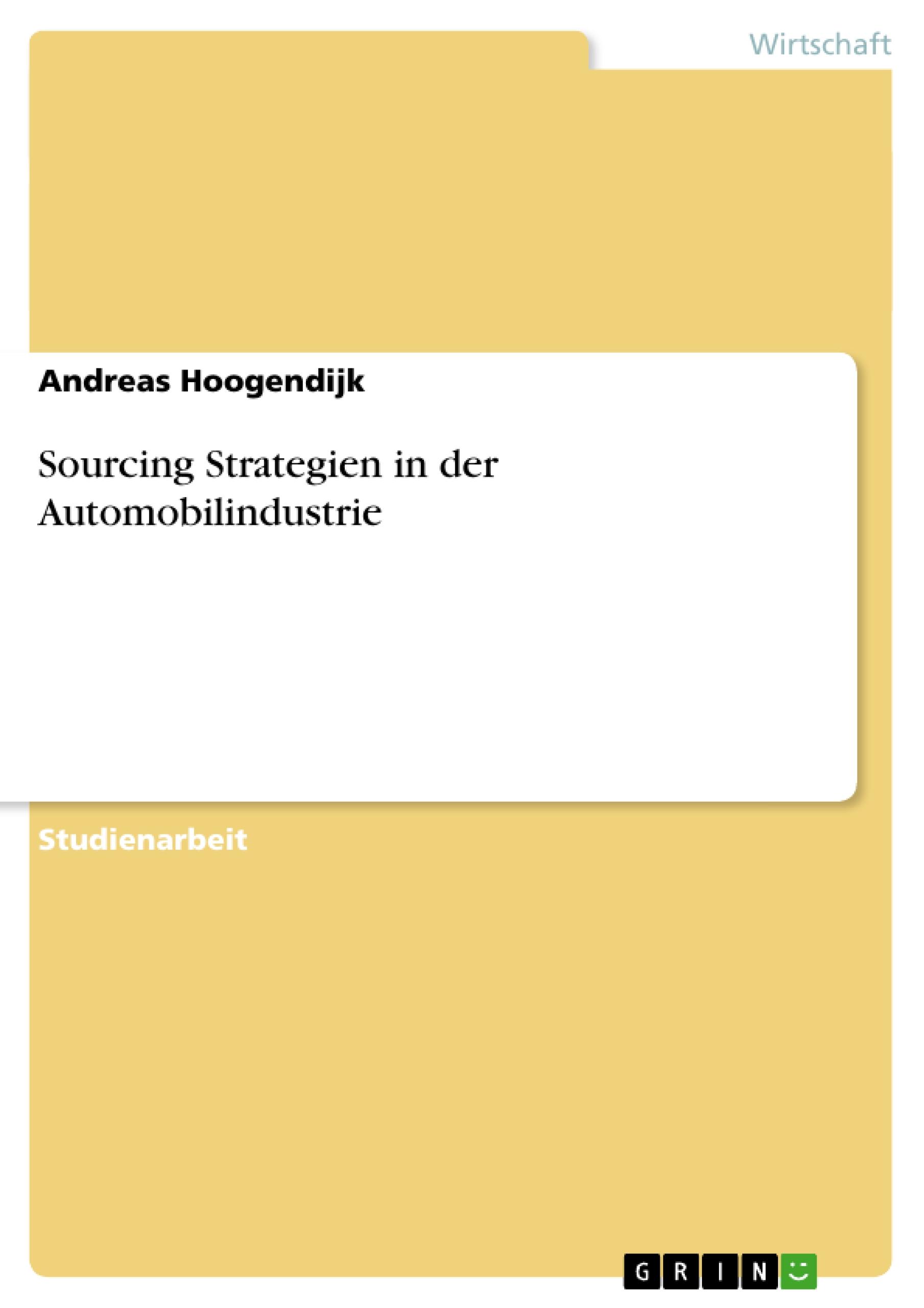 Vorderes Coverbild Sourcing Strategien in der Automobilindustrie