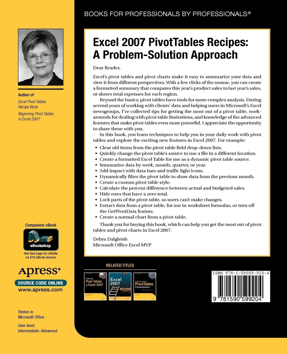 Rückseitencover Excel 2007 PivotTables Recipes