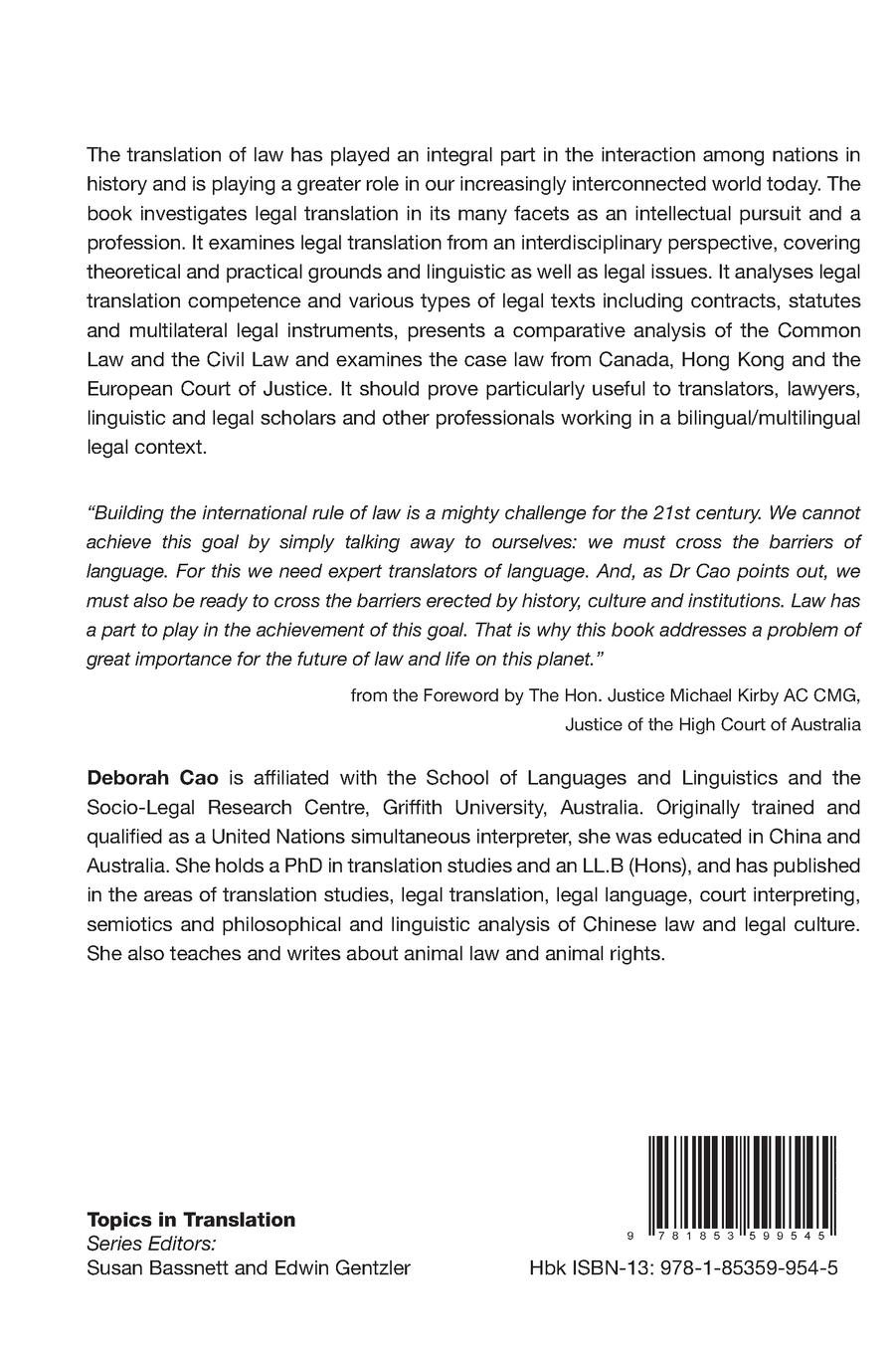 Rückseitencover Translating Law