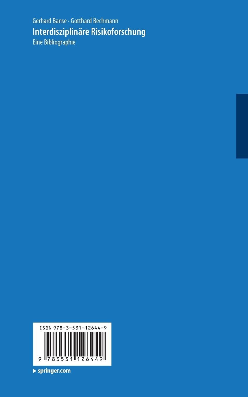 Rückseitencover Interdisziplinäre Risikoforschung