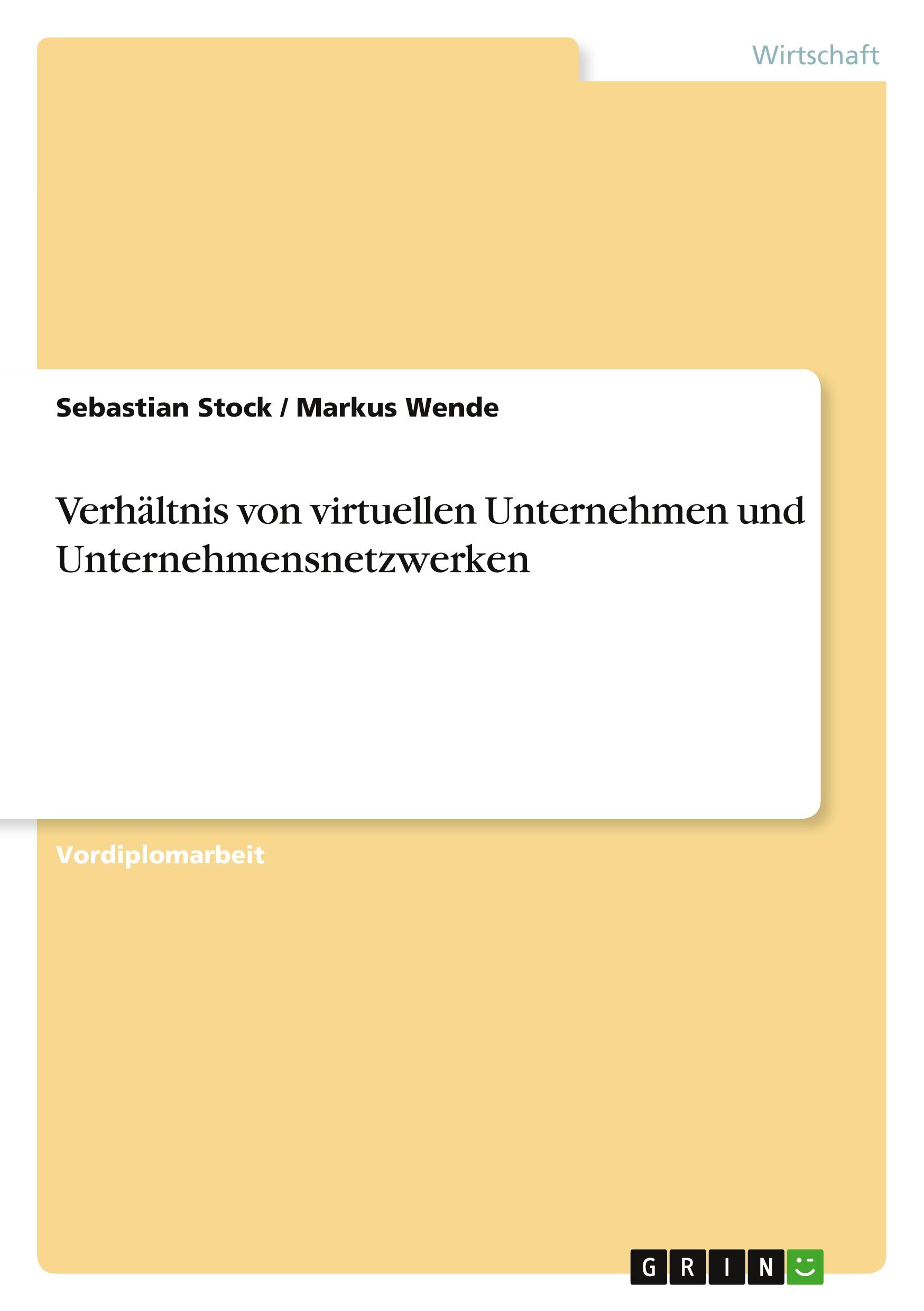 Vorderes Coverbild Verhältnis von virtuellen Unternehmen und Unternehmensnetzwerken