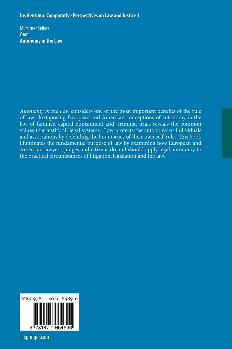 Rückseitencover Autonomy in the Law