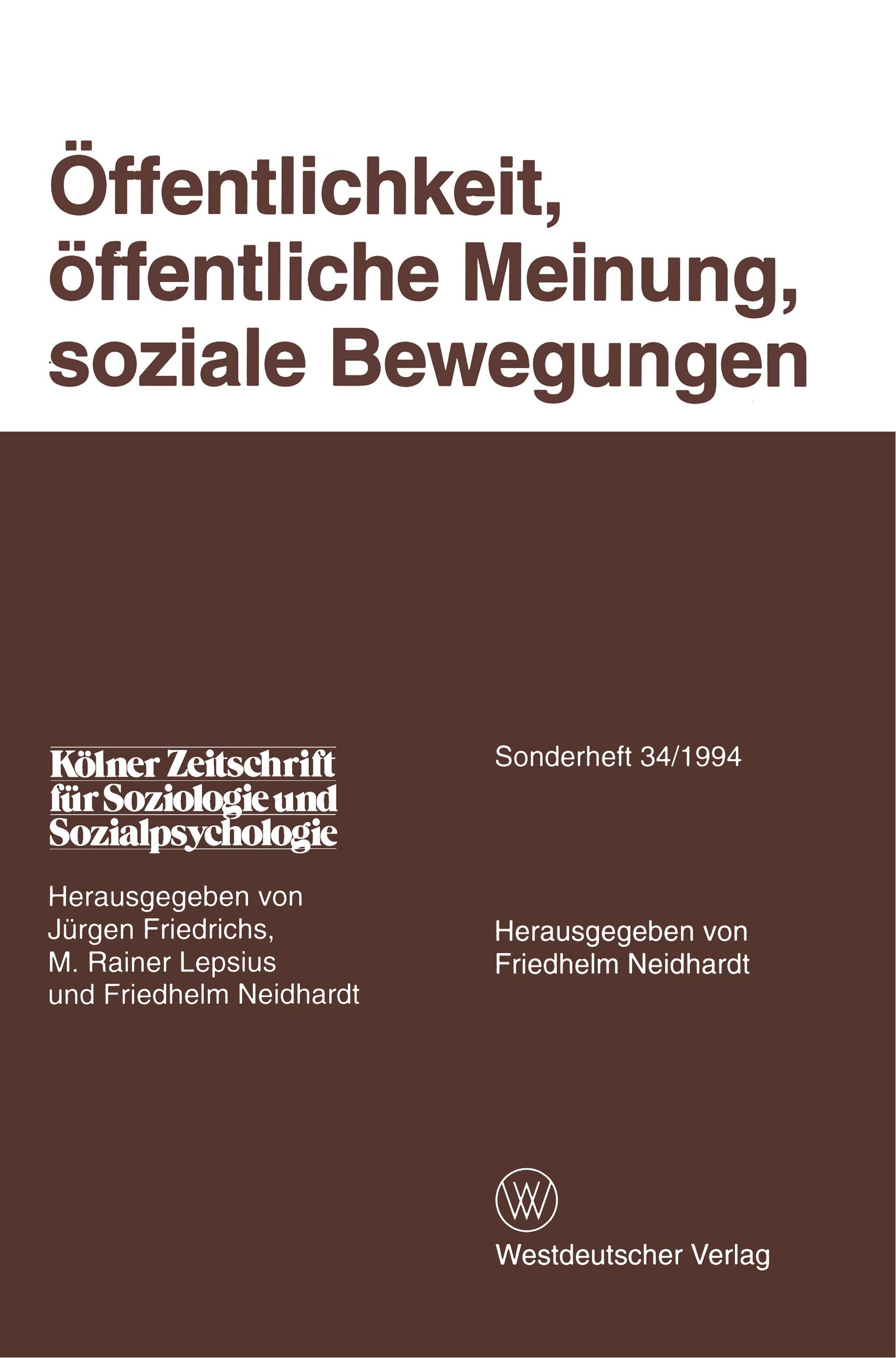 Vorderes Coverbild Öffentlichkeit, öffentliche Meinung, soziale Bewegungen