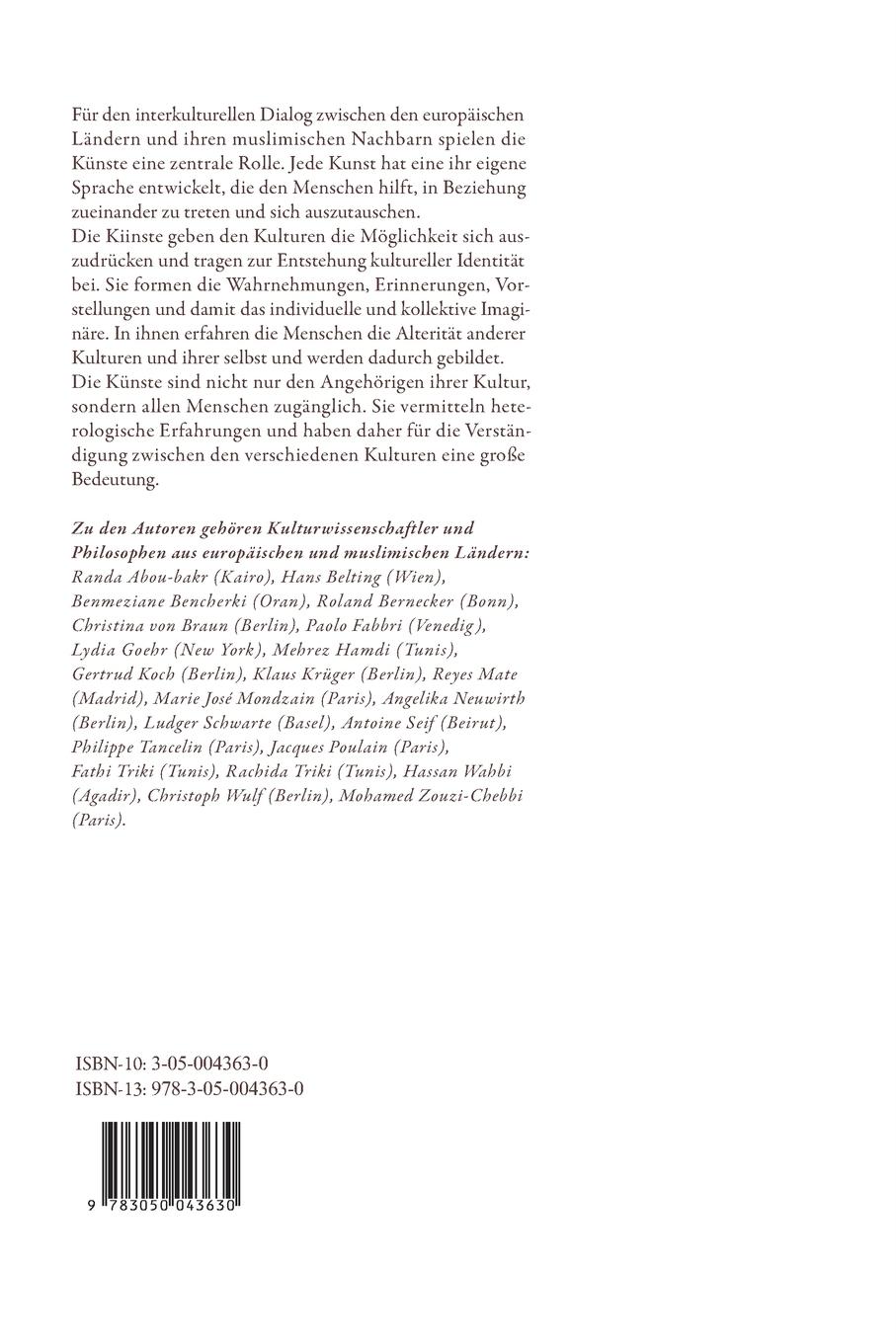 Rückseitencover Die Künste im Dialog der Kulturen