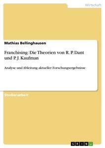 Vorderes Coverbild Franchising: Die Theorien von R. P. Dant und P. J. Kaufman
