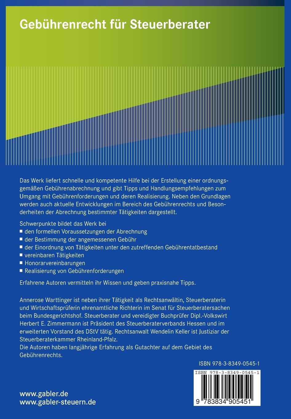Rückseitencover Gebührenrecht für Steuerberater