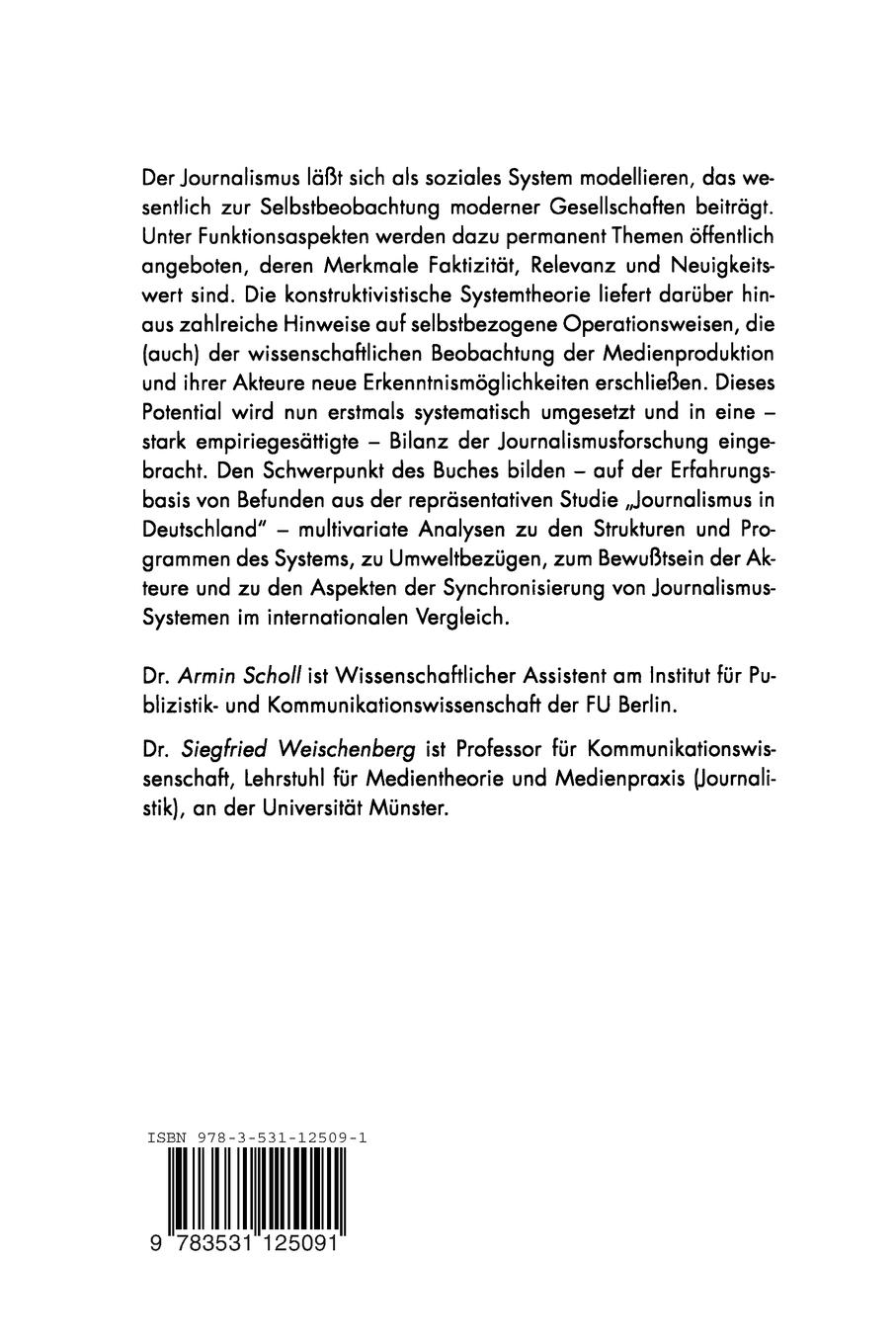 Rückseitencover Journalismus in der Gesellschaft