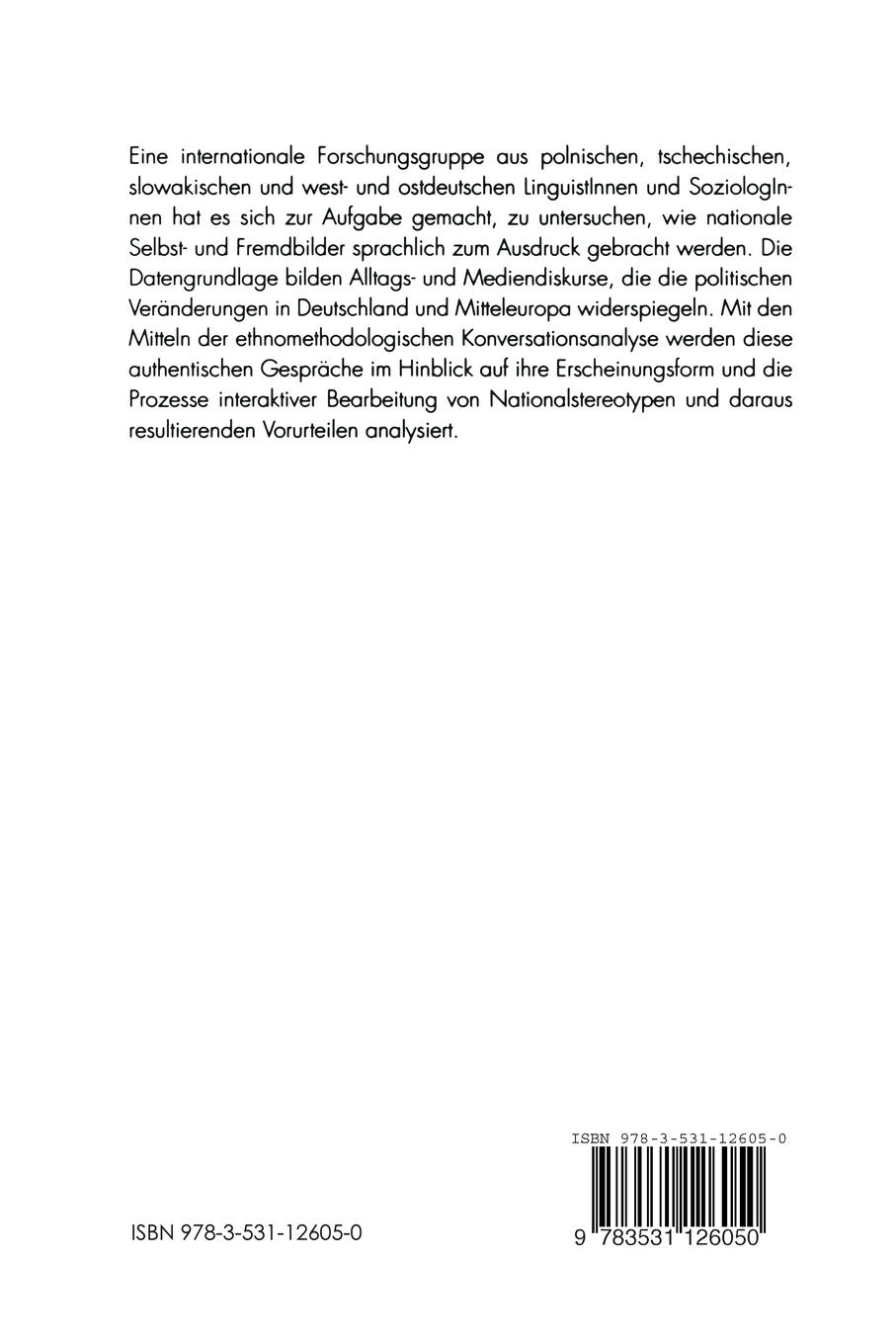 Rückseitencover Nationale Selbst- und Fremdbilder im Gespräch