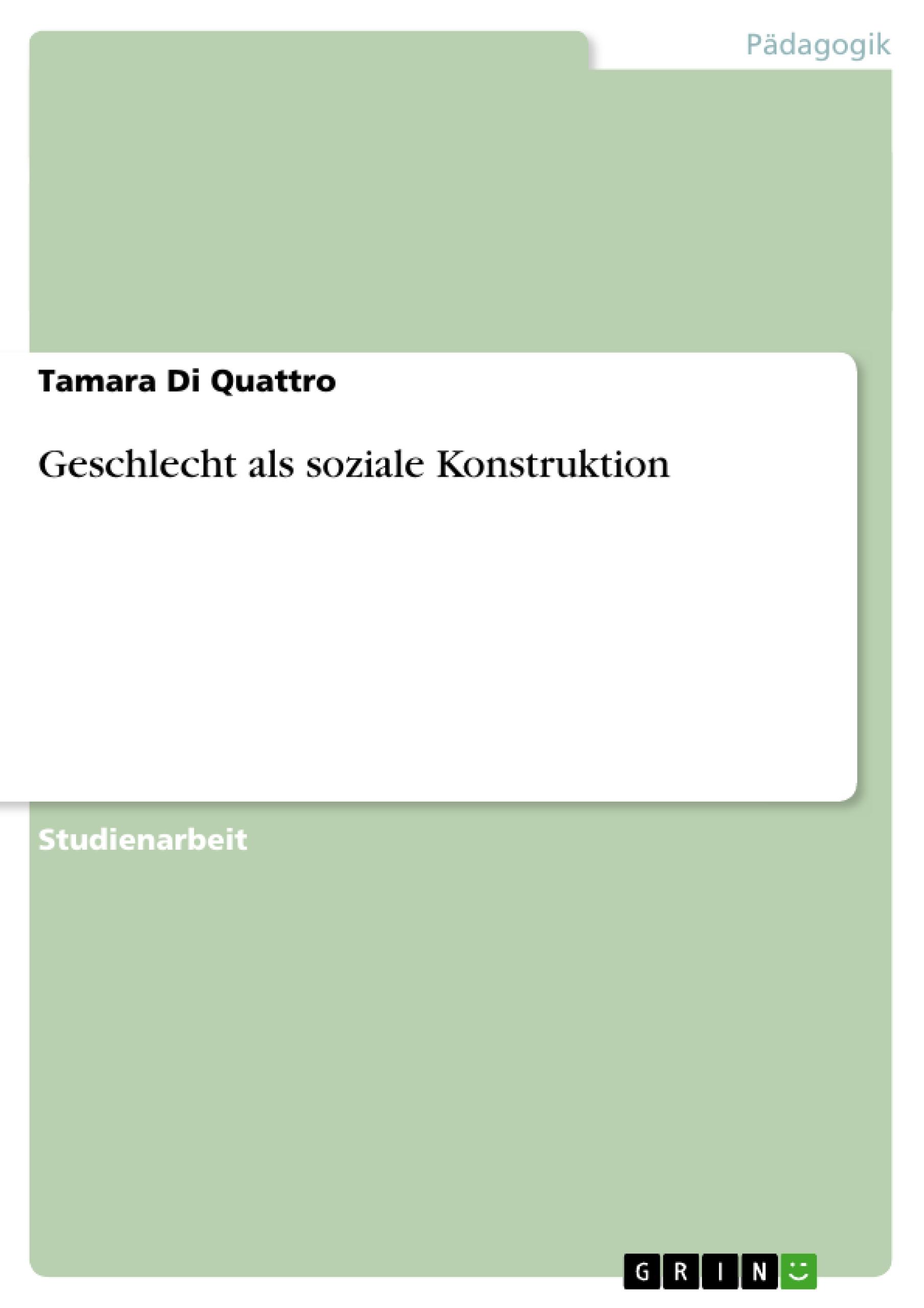 Vorderes Coverbild Geschlecht als soziale Konstruktion