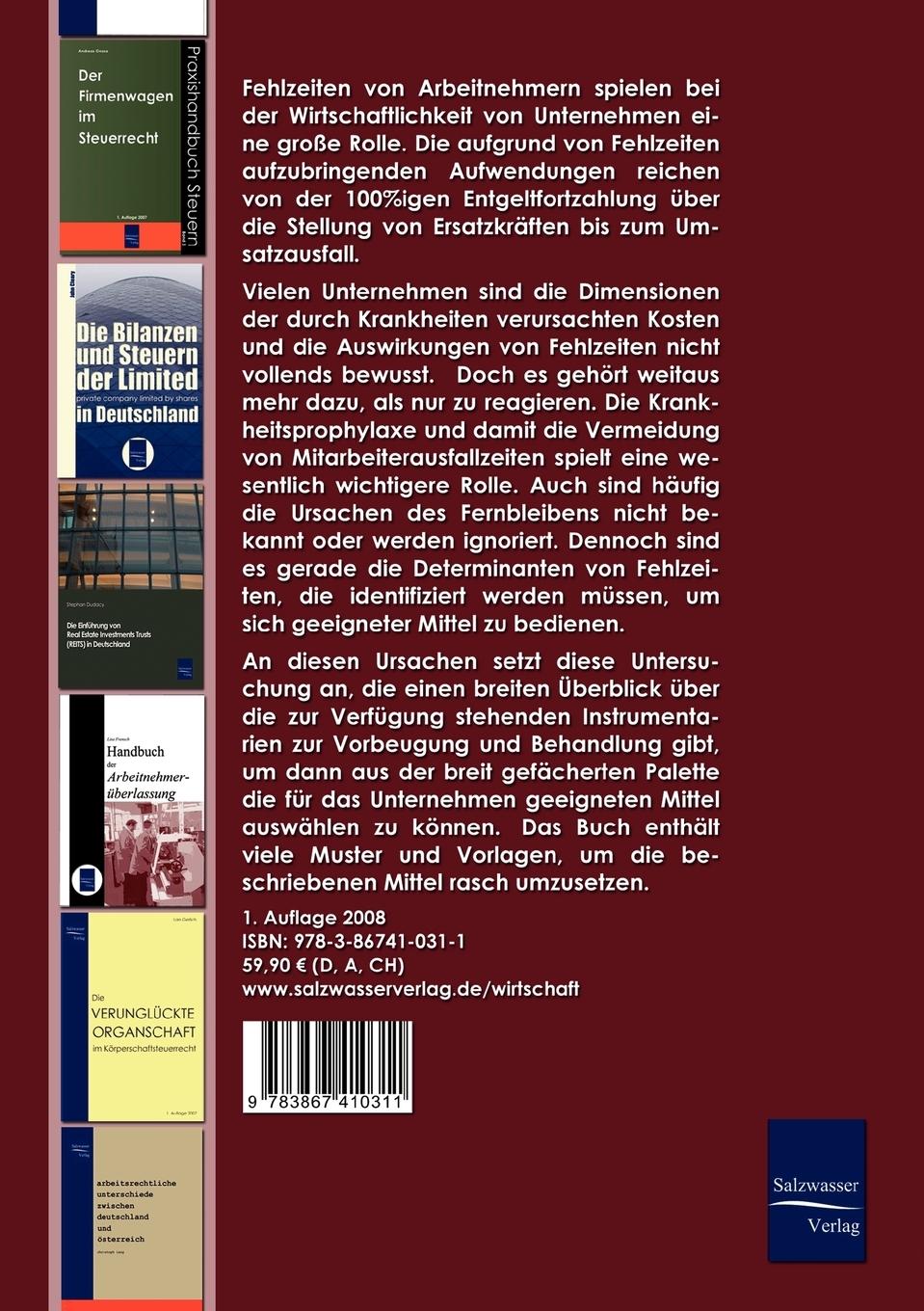 Rückseitencover Instrumente zur Prävention und Reduzierung krankheitsbedingter Fehlzeiten