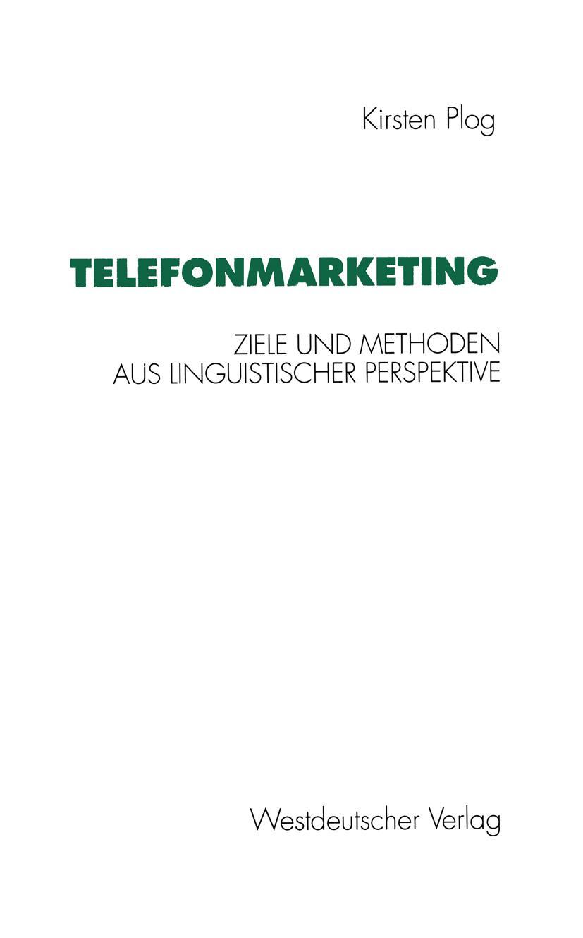 Vorderes Coverbild Telefonmarketing