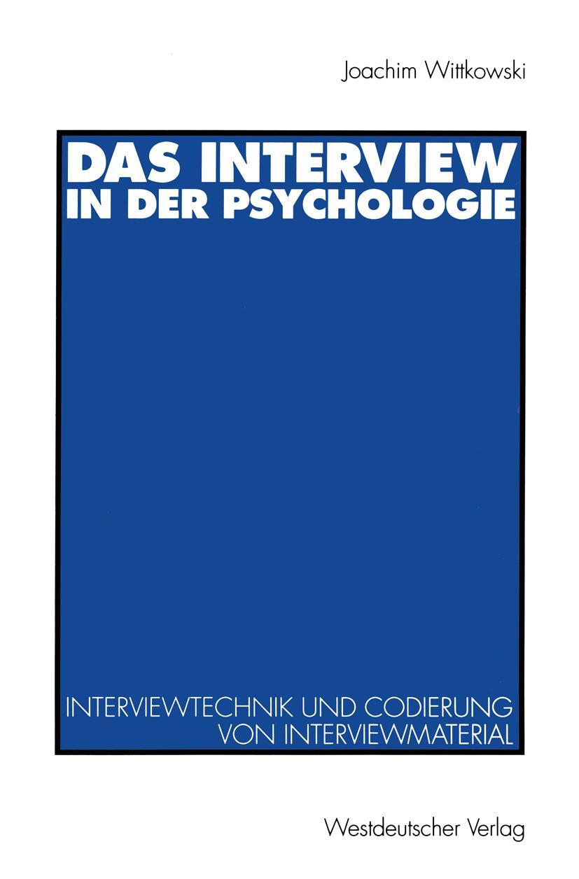 Vorderes Coverbild Das Interview in der Psychologie