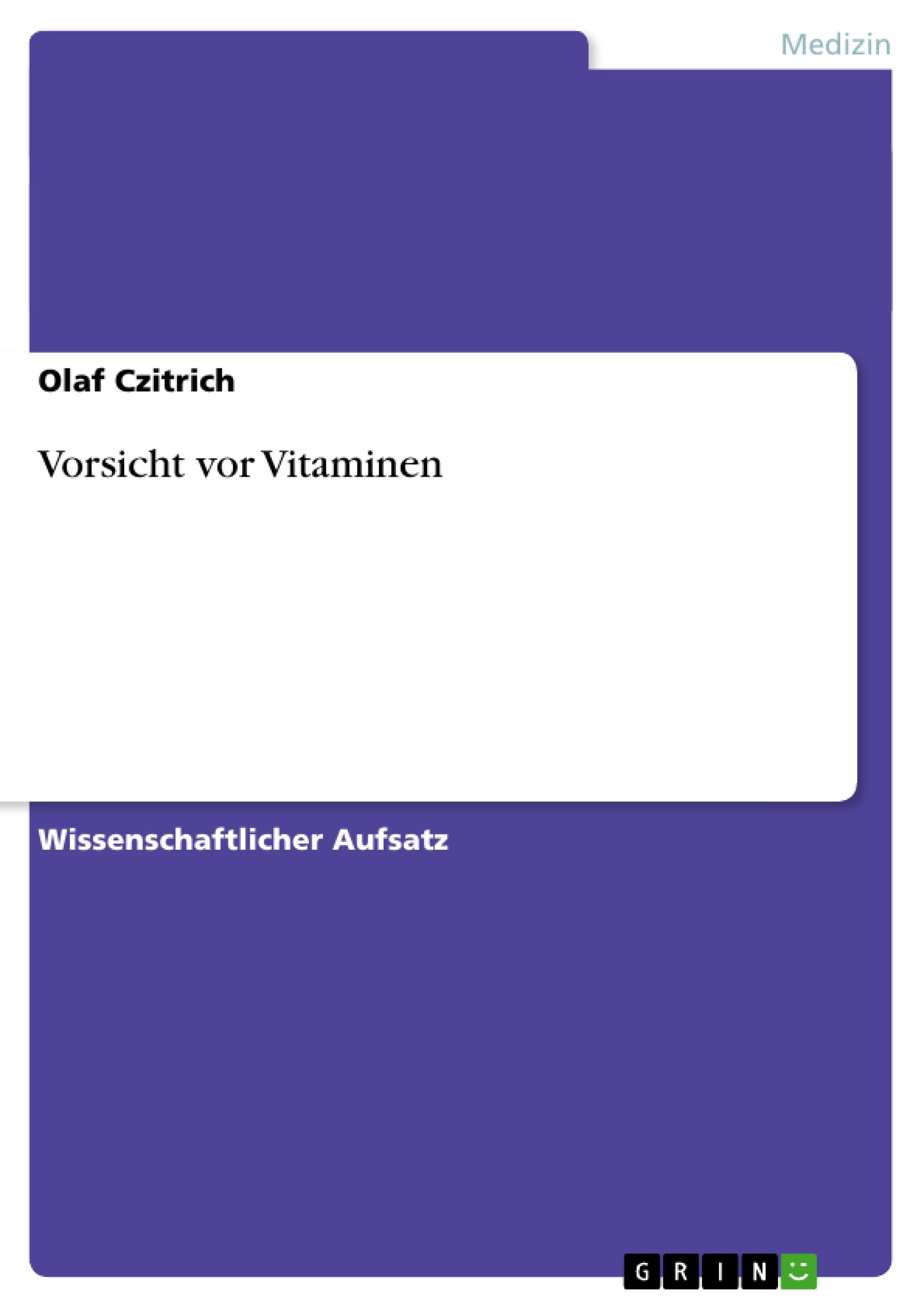 Vorderes Coverbild Vorsicht vor Vitaminen