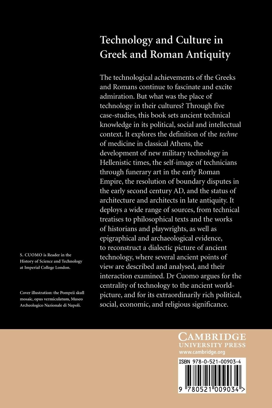 Rückseitencover Technology and Culture in Greek and Roman Antiquity