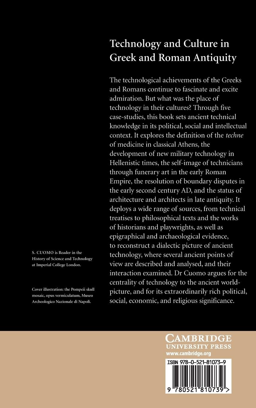 Rückseitencover Technology and Culture in Greek and Roman             Antiquity