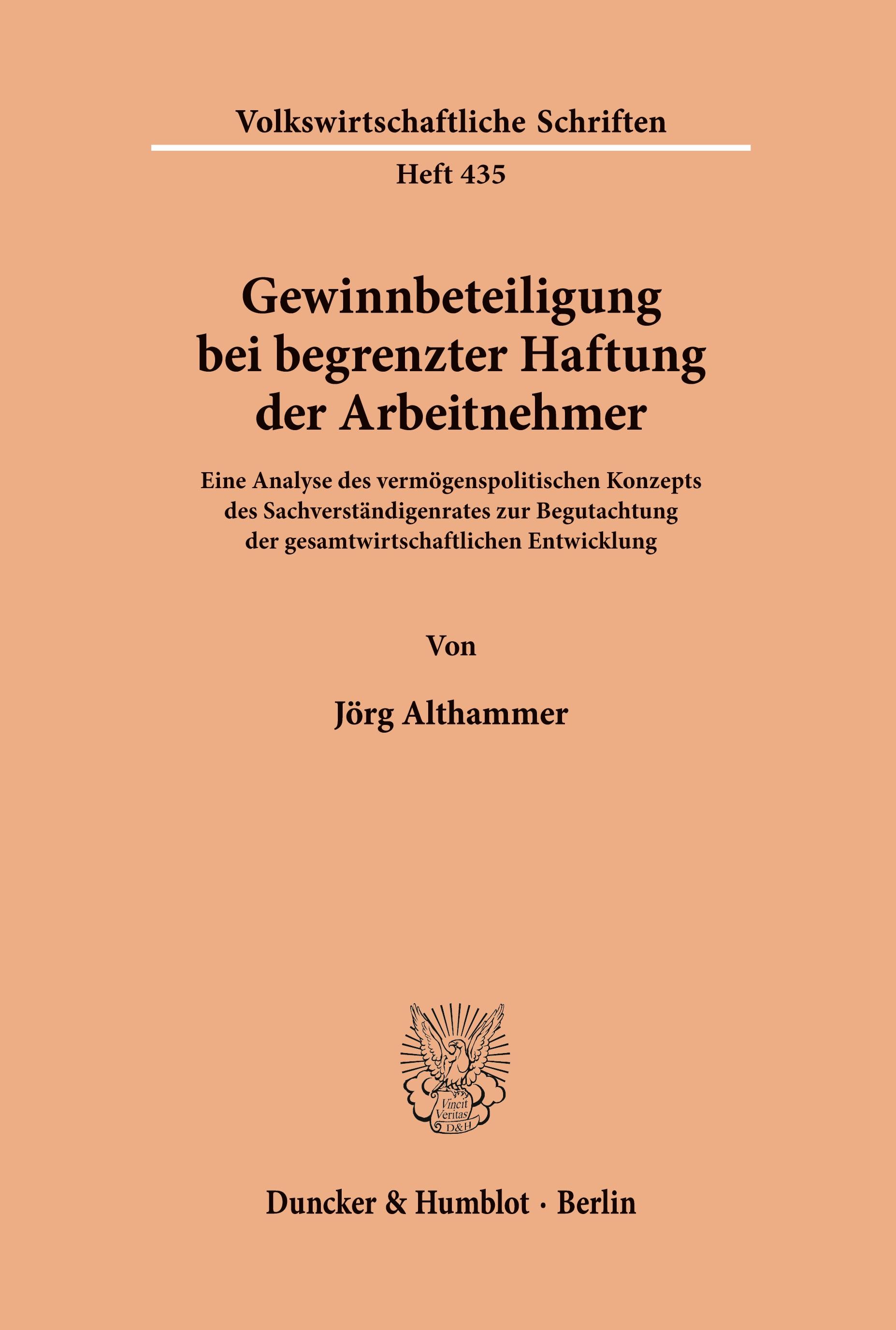 Vorderes Coverbild Gewinnbeteiligung bei begrenzter Haftung der Arbeitnehmer.