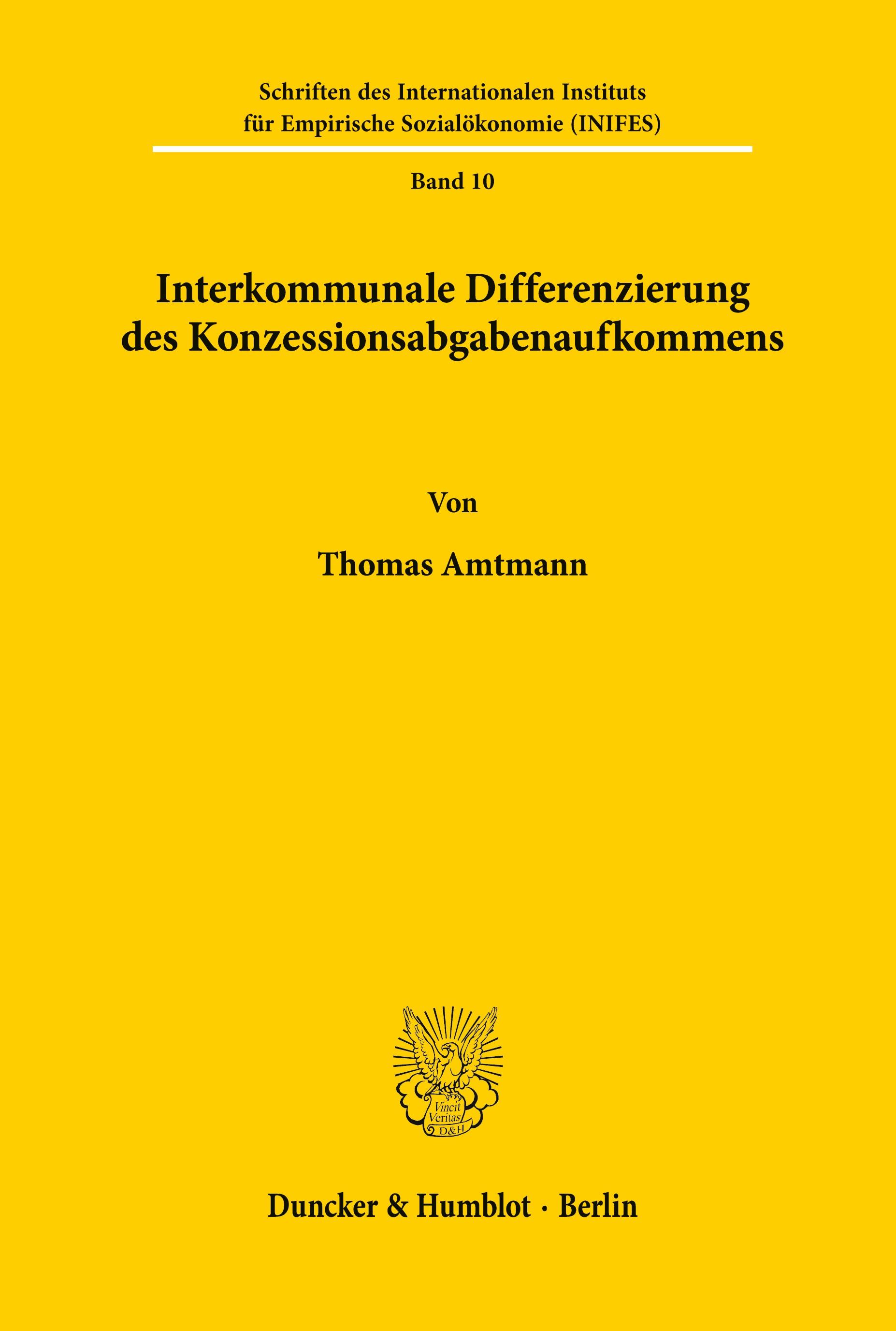 Vorderes Coverbild Interkommunale Differenzierung des Konzessionsabgabenaufkommens.