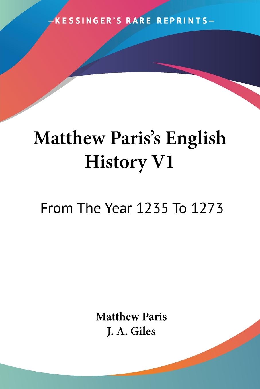 Vorderes Coverbild Matthew Paris's English History V1