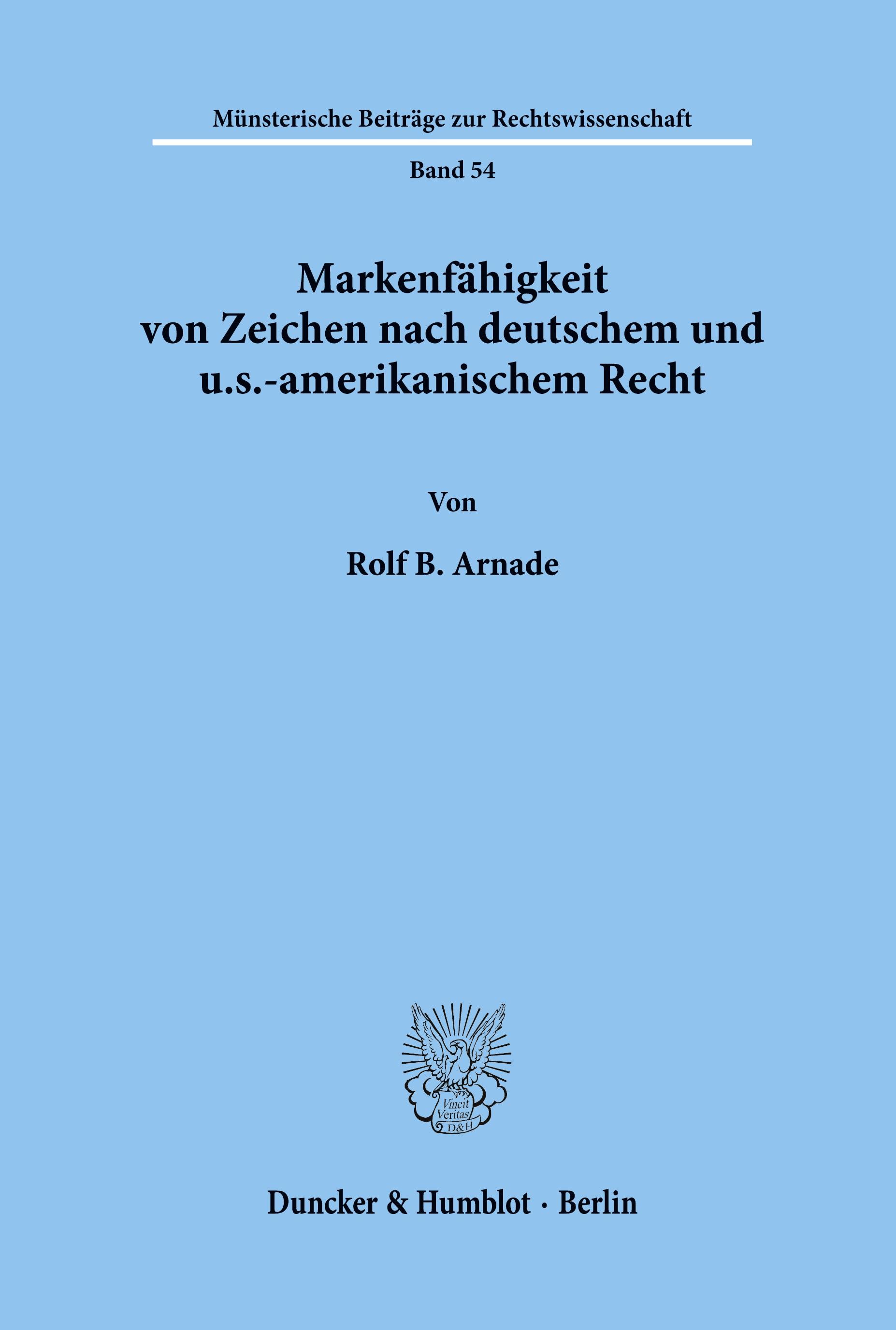 Vorderes Coverbild Markenfähigkeit von Zeichen nach deutschem und u.s.-amerikanischem Recht.