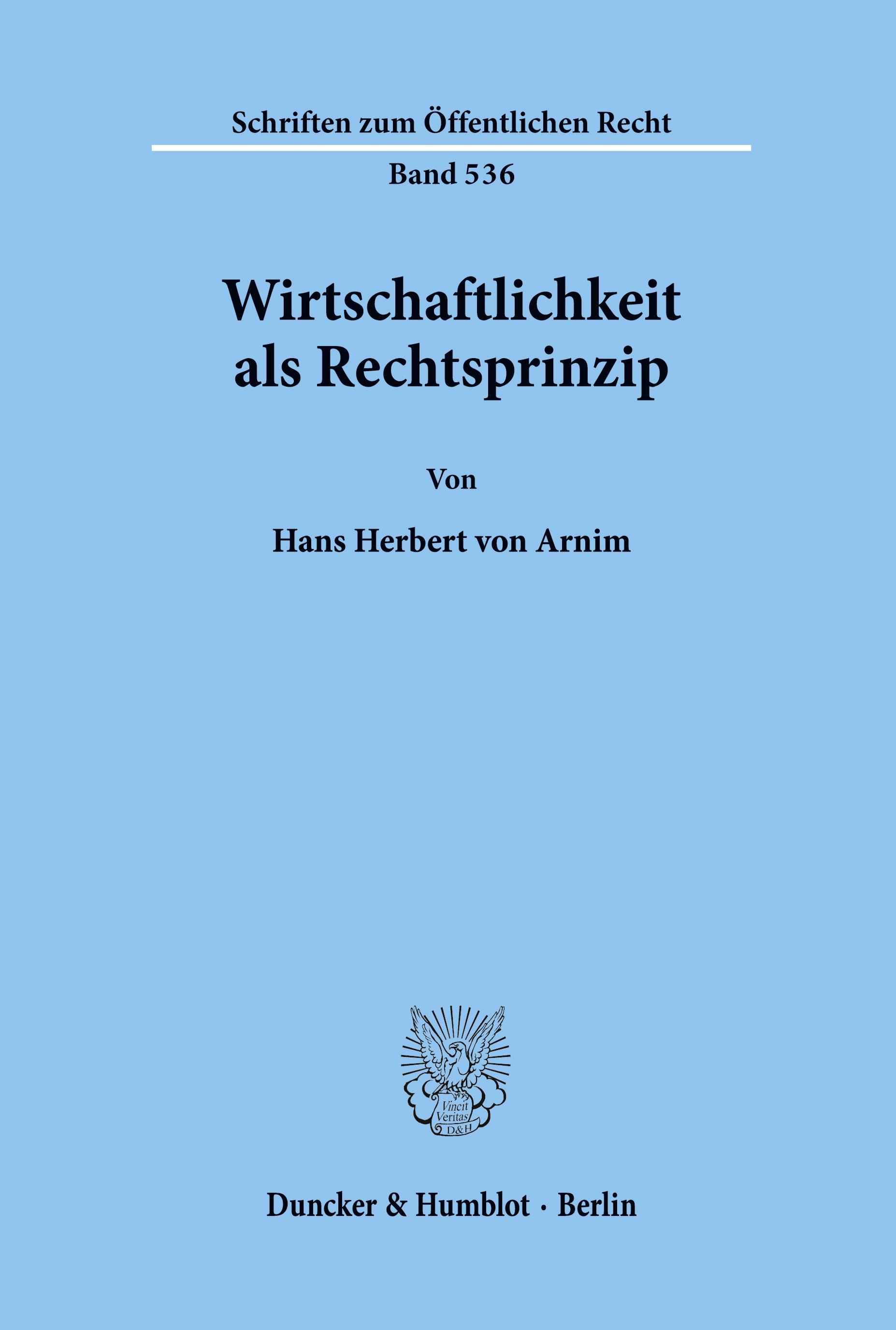 Vorderes Coverbild Wirtschaftlichkeit als Rechtsprinzip.