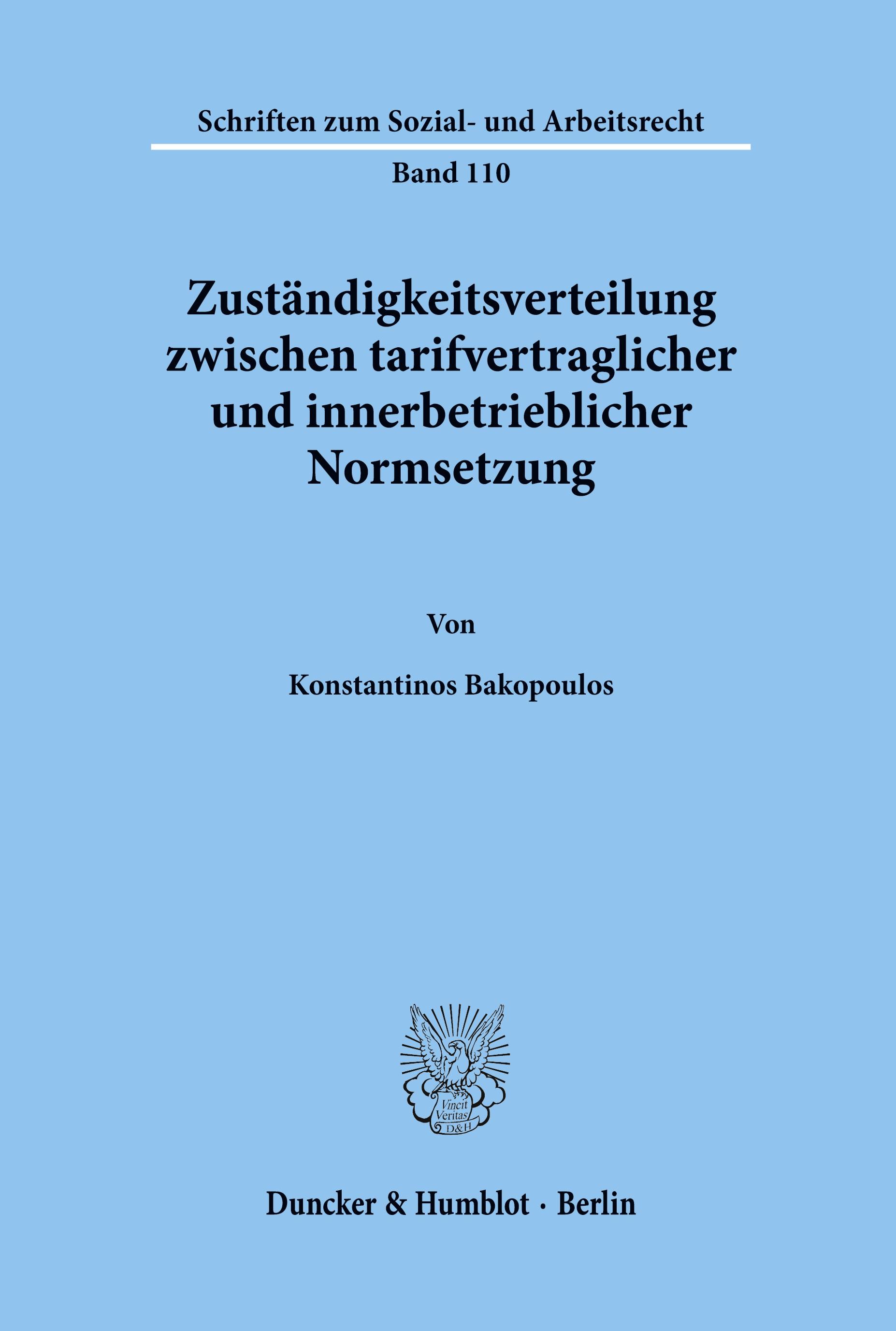 Vorderes Coverbild Zuständigkeitsverteilung zwischen tarifvertraglicher und innerbetrieblicher Normsetzung.