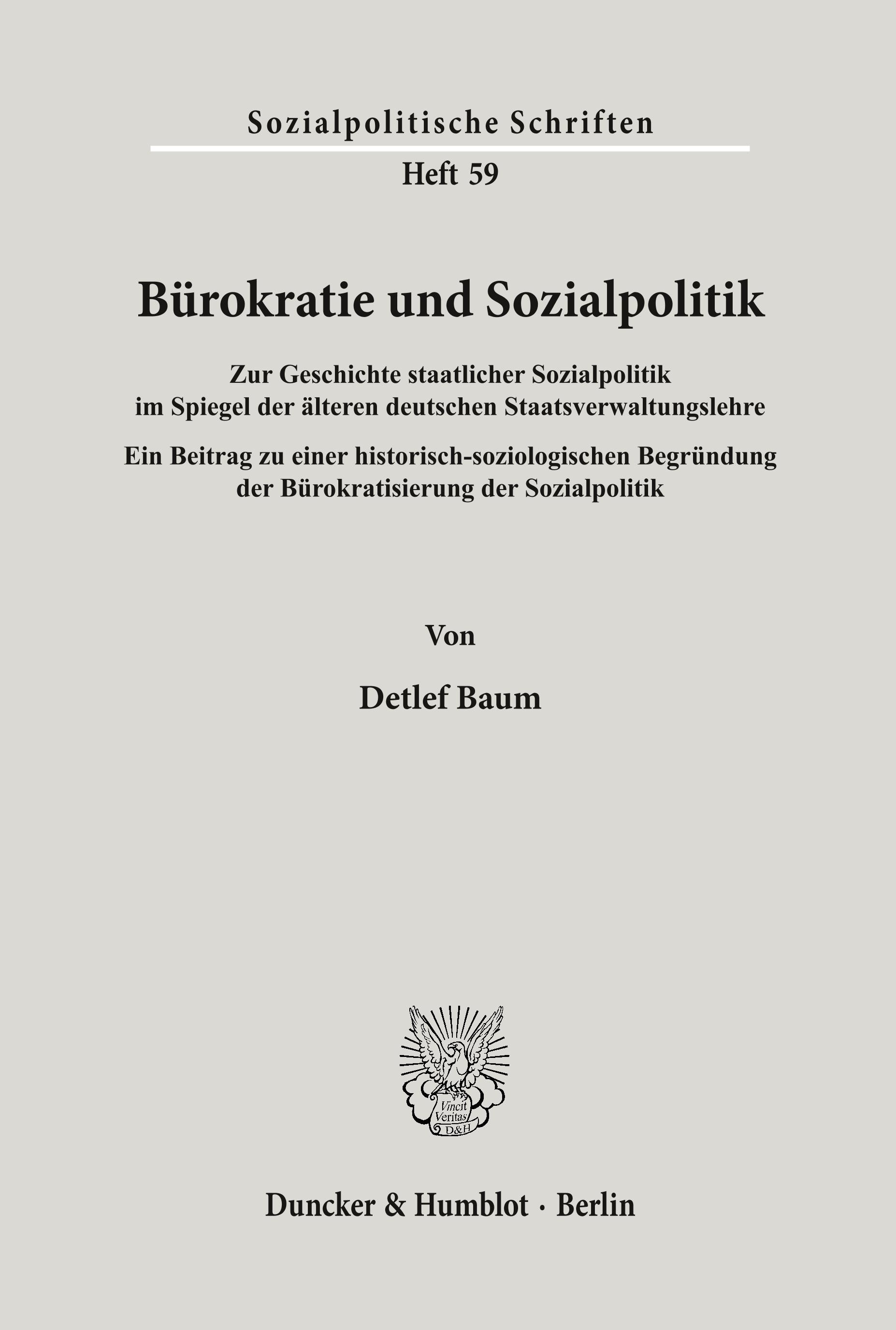 Vorderes Coverbild Bürokratie und Sozialpolitik.