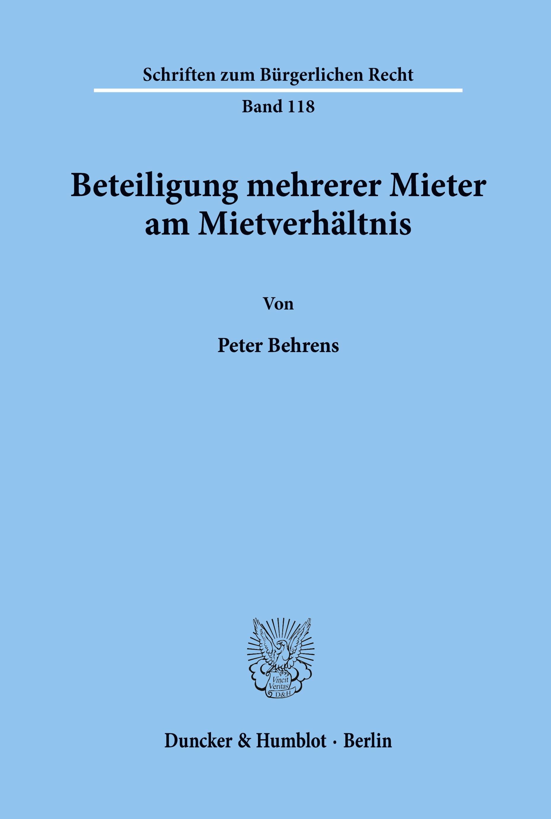 Vorderes Coverbild Beteiligung mehrerer Mieter am Mietverhältnis.