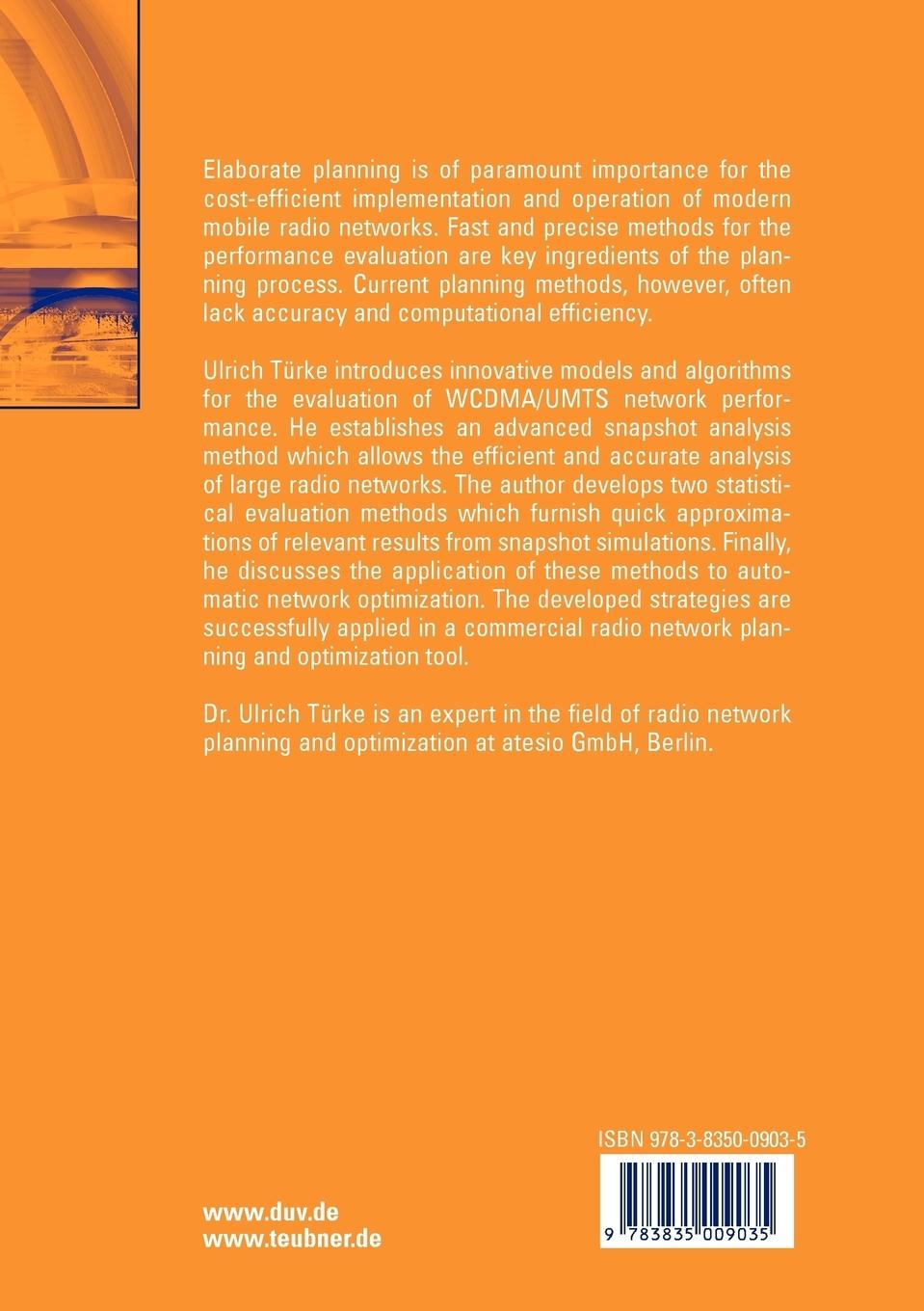 Rückseitencover Efficient Methods for WCDMA Radio Network Planning and Optimization