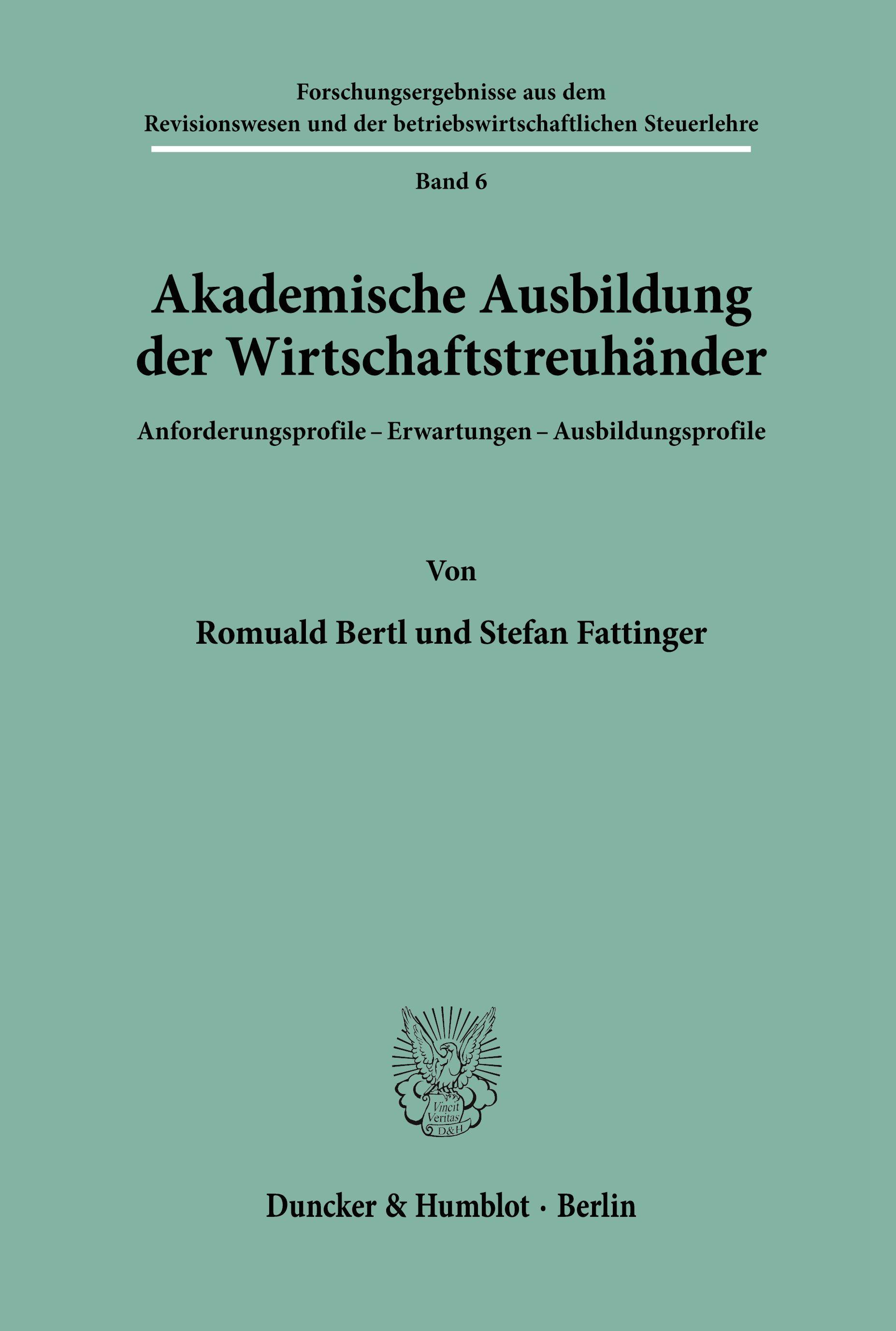 Vorderes Coverbild Akademische Ausbildung der Wirtschaftstreuhänder.