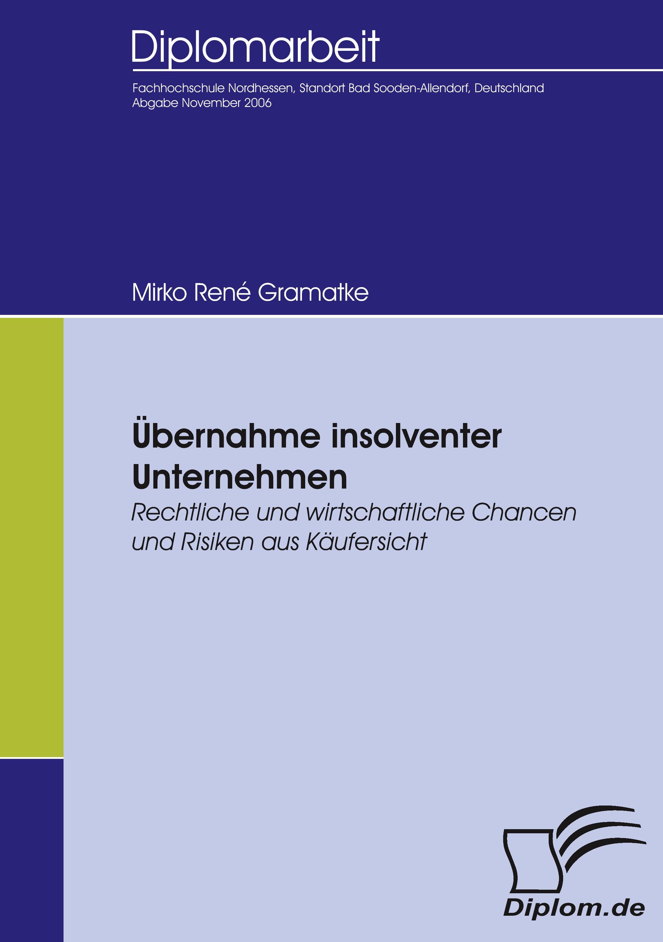 Vorderes Coverbild Übernahme insolventer Unternehmen