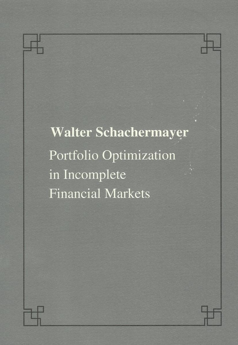 Vorderes Coverbild Portfolio Optimizations in Incomplete Financial Markets