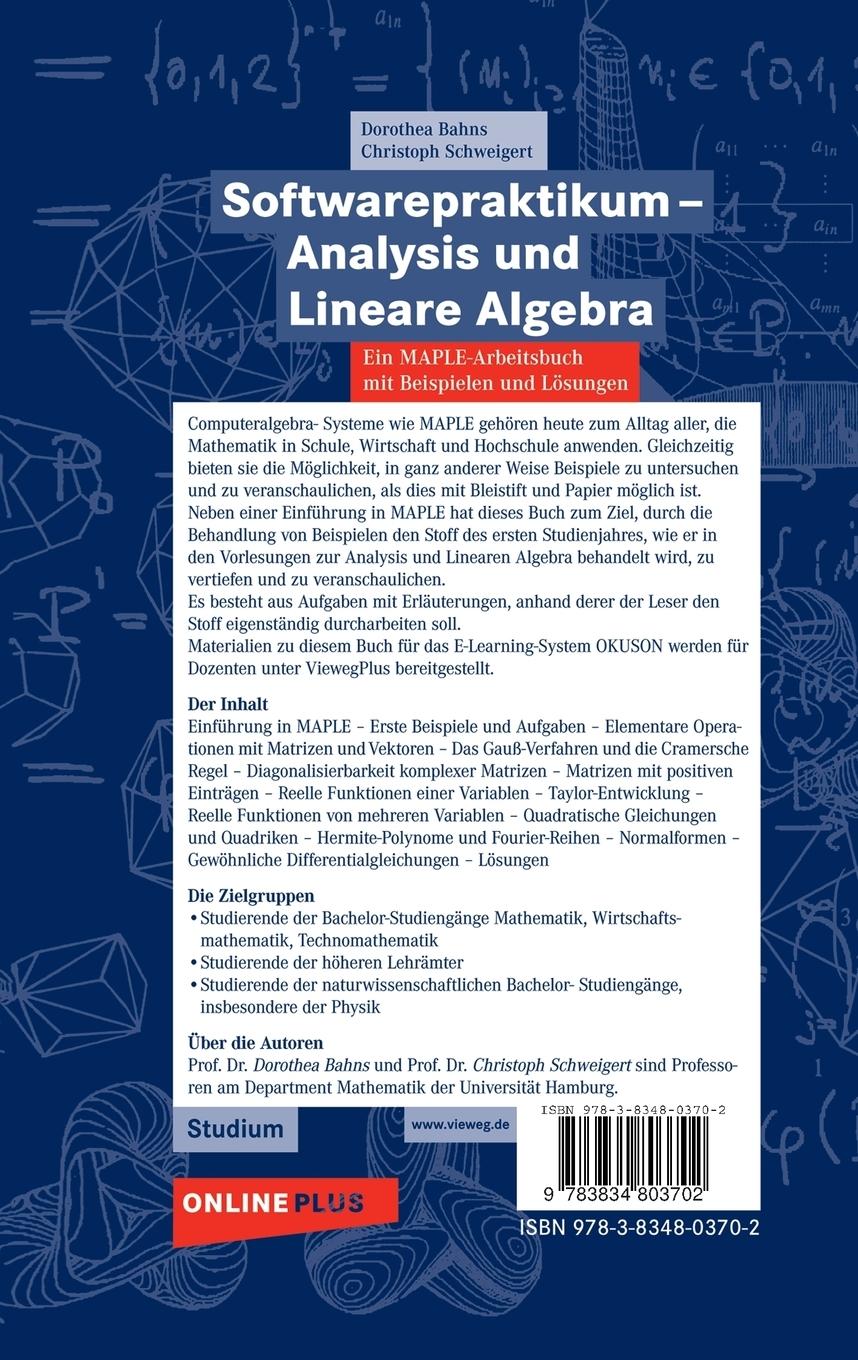 Rückseitencover Softwarepraktikum - Analysis und Lineare Algebra