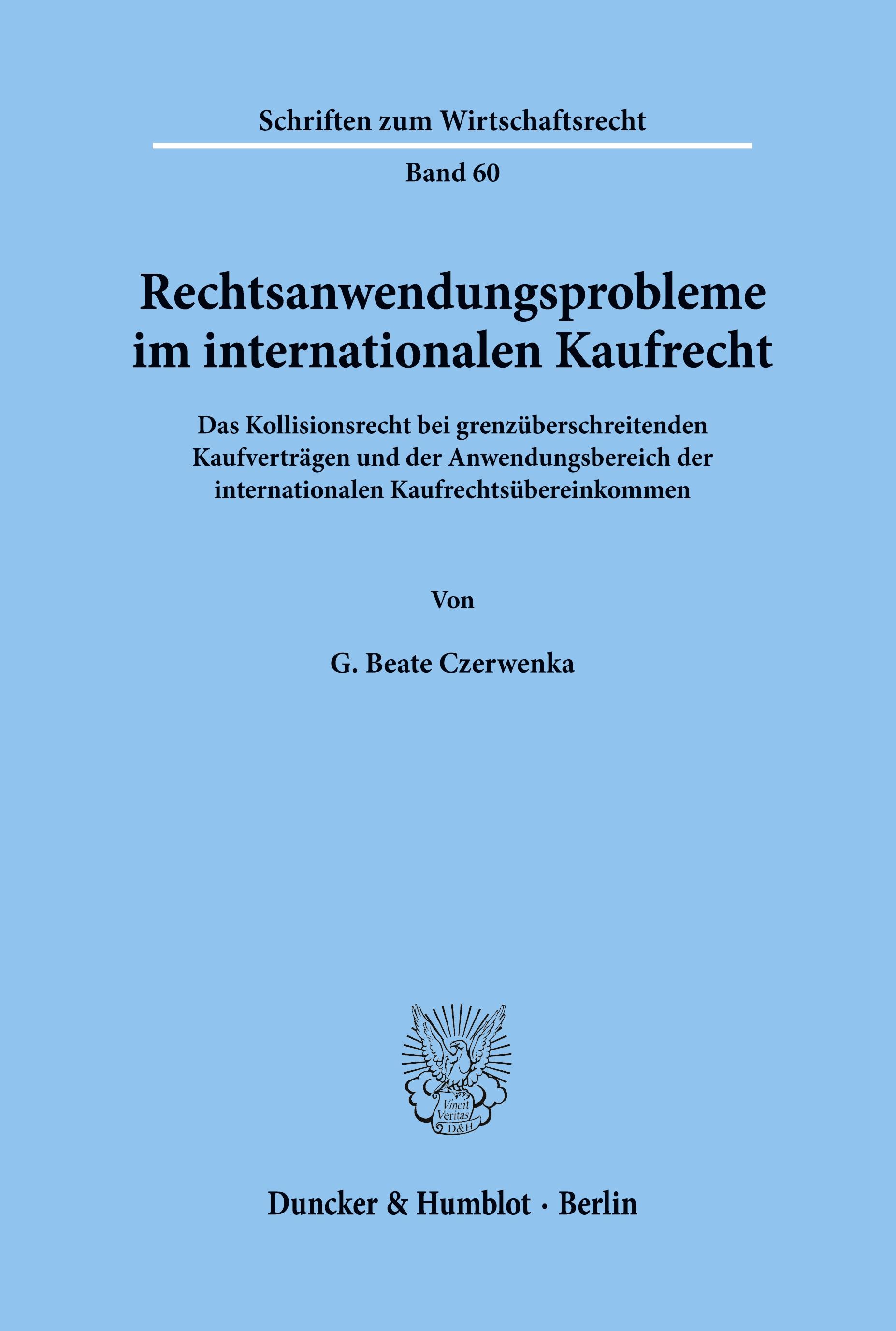 Vorderes Coverbild Rechtsanwendungsprobleme im internationalen Kaufrecht.