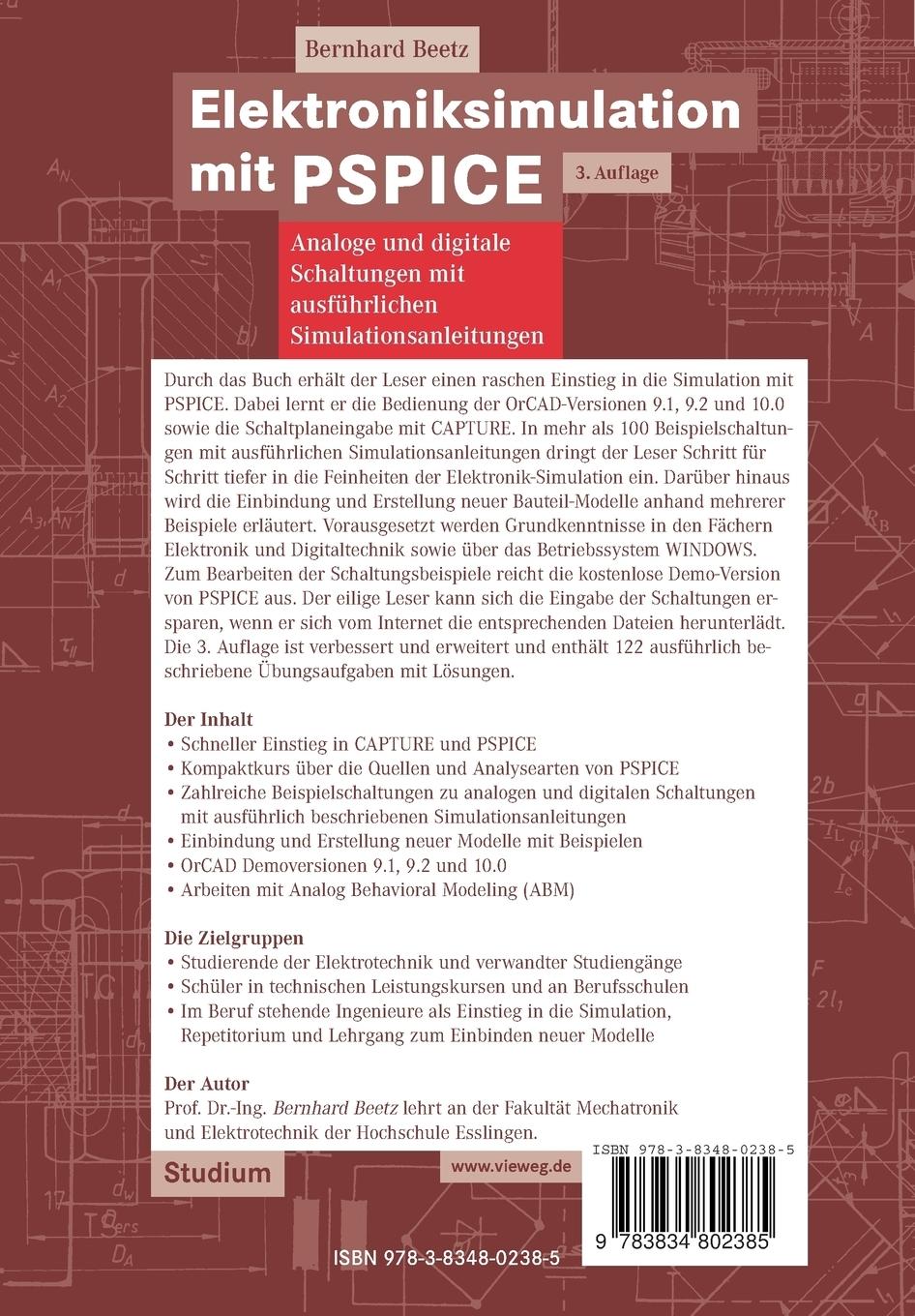 Rückseitencover Elektroniksimulation mit PSPICE