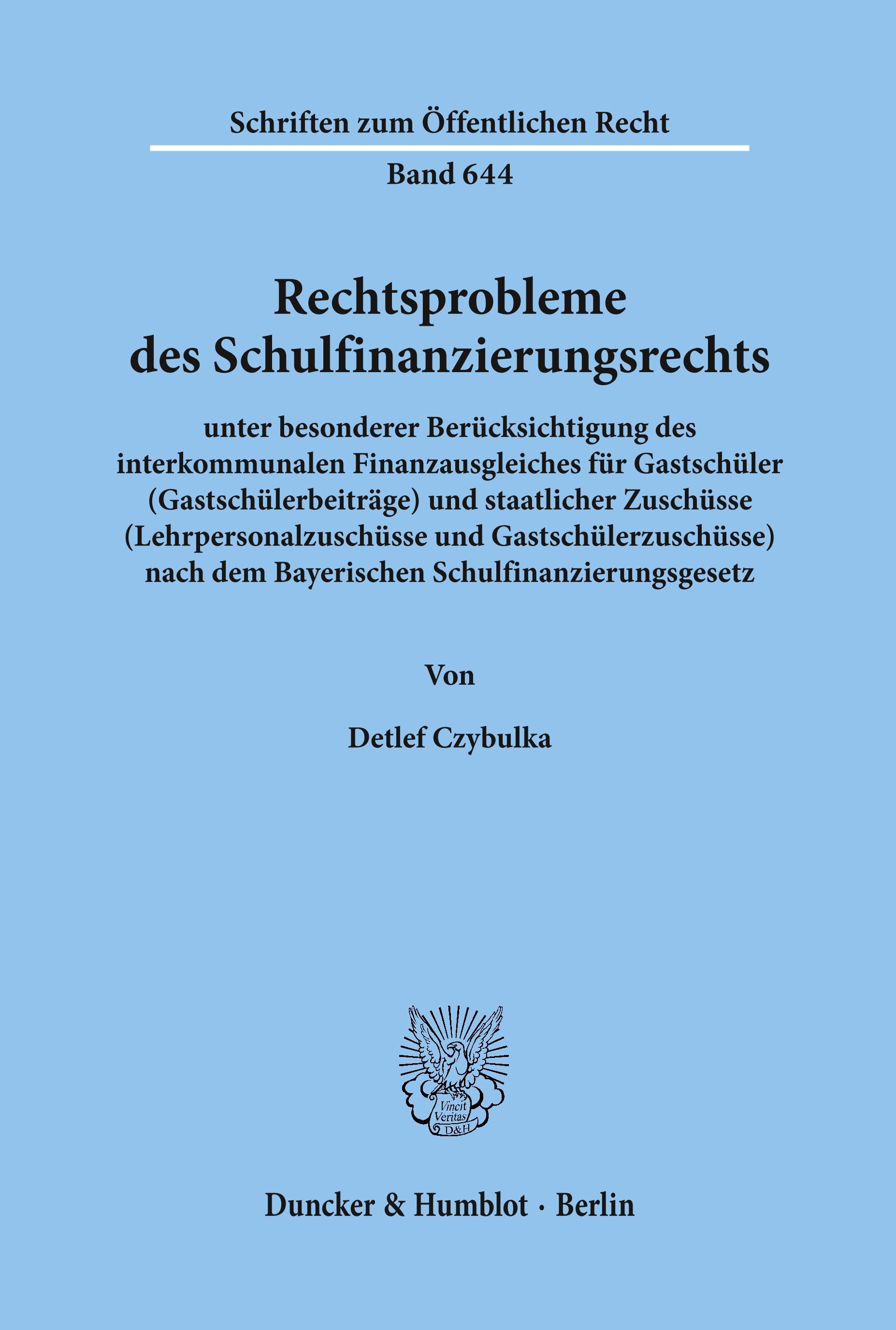 Vorderes Coverbild Rechtsprobleme des Schulfinanzierungsrechts,