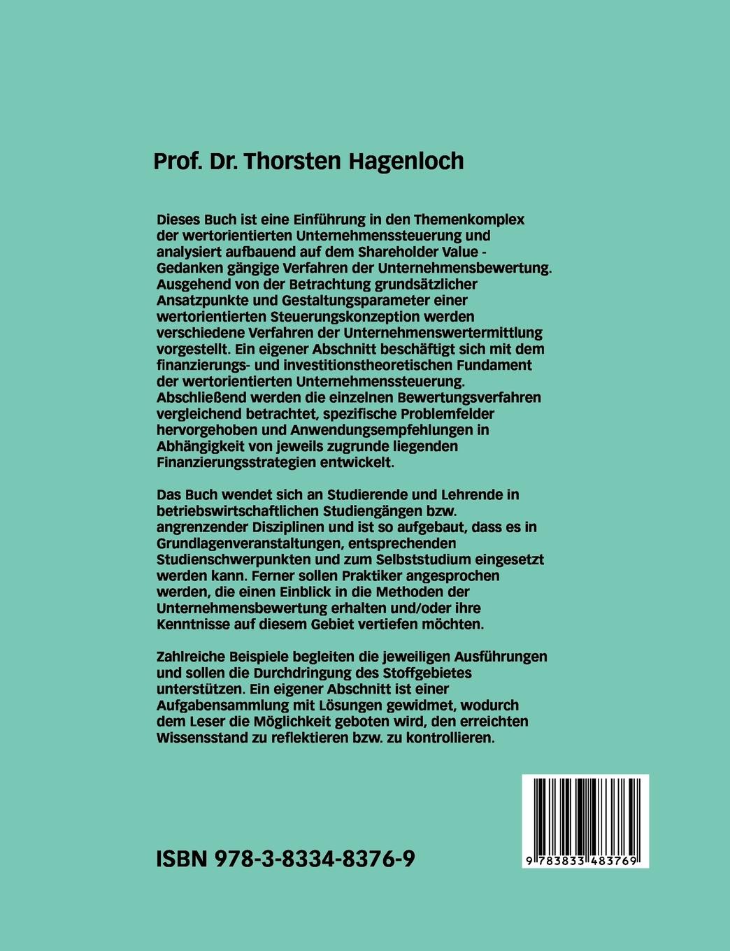 Rückseitencover Value Based Management und Discounted Cash Flow - Ansätze