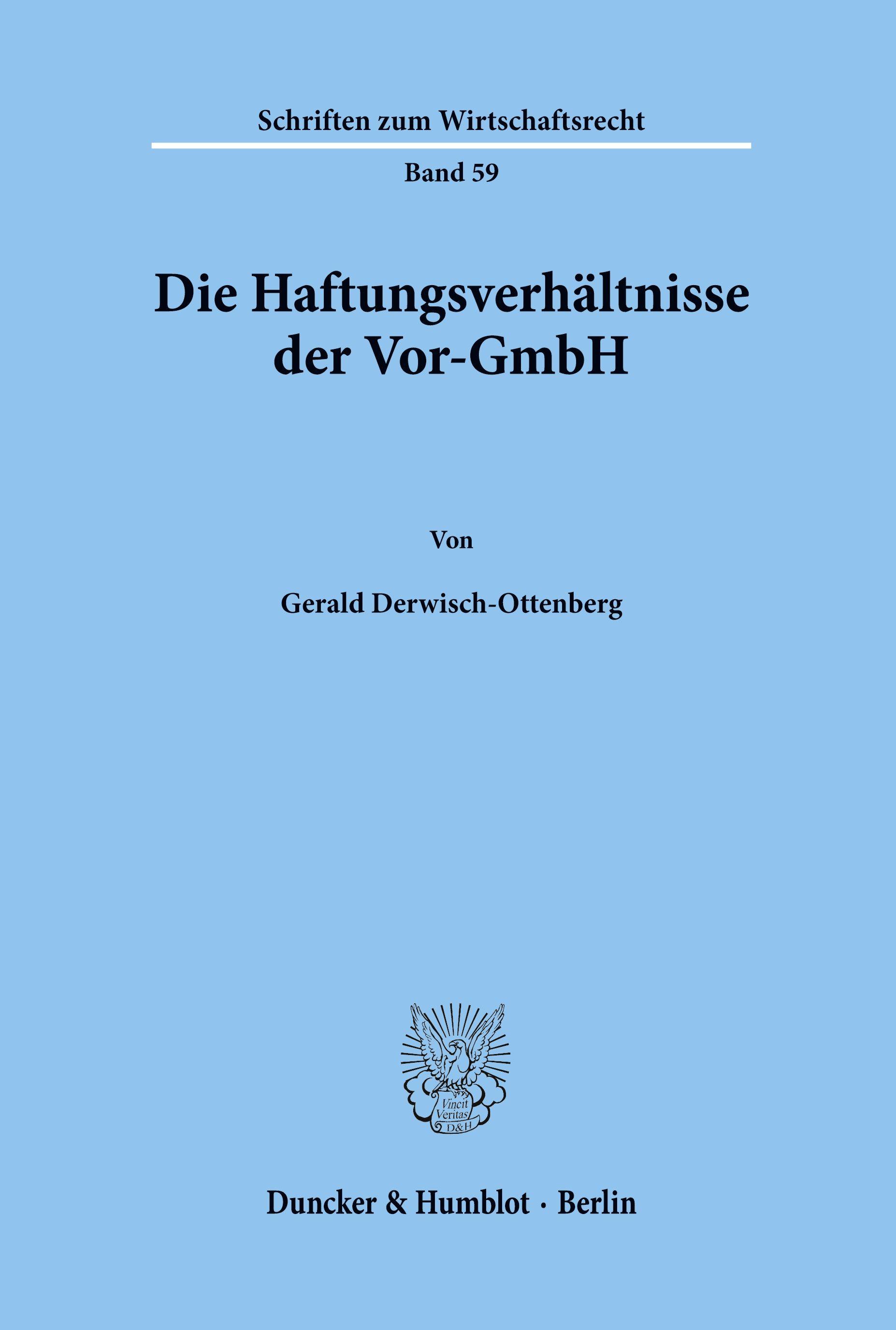 Vorderes Coverbild Die Haftungsverhältnisse der Vor-GmbH.