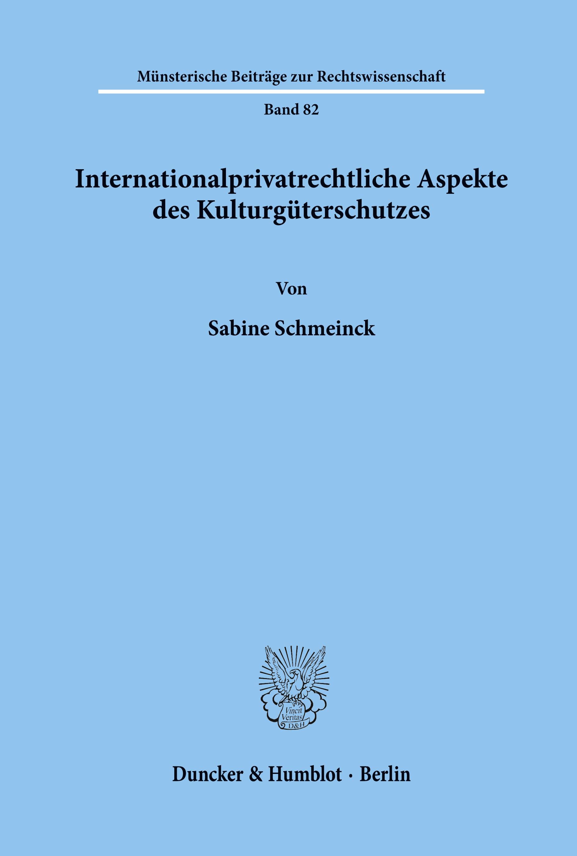Vorderes Coverbild Internationalprivatrechtliche Aspekte des Kulturgüterschutzes.