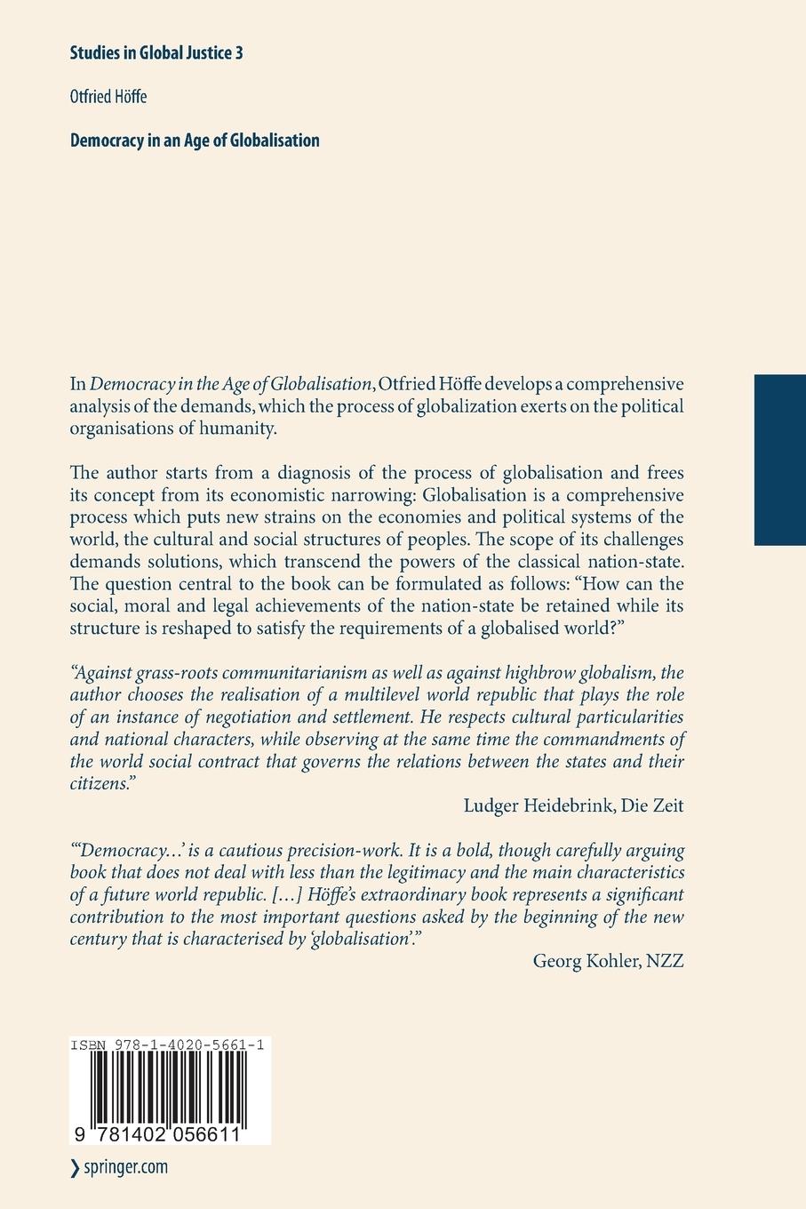 Rückseitencover Democracy in an Age of Globalisation
