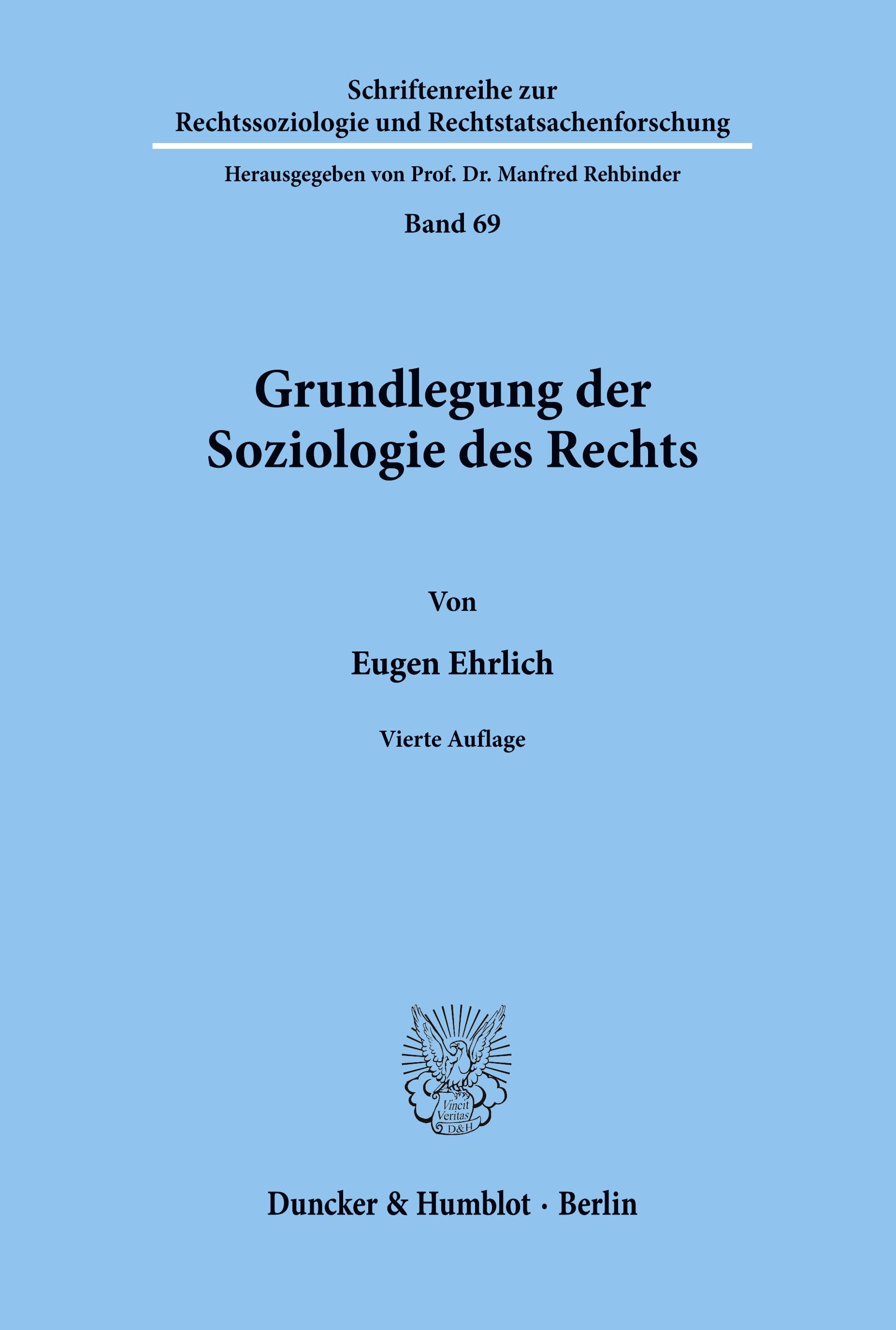 Vorderes Coverbild Grundlegung der Soziologie des Rechts.