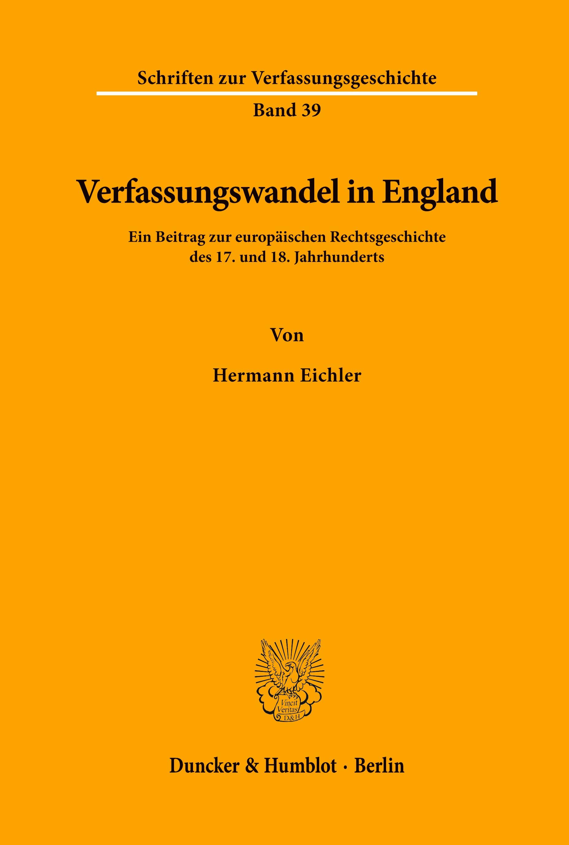 Vorderes Coverbild Verfassungswandel in England.