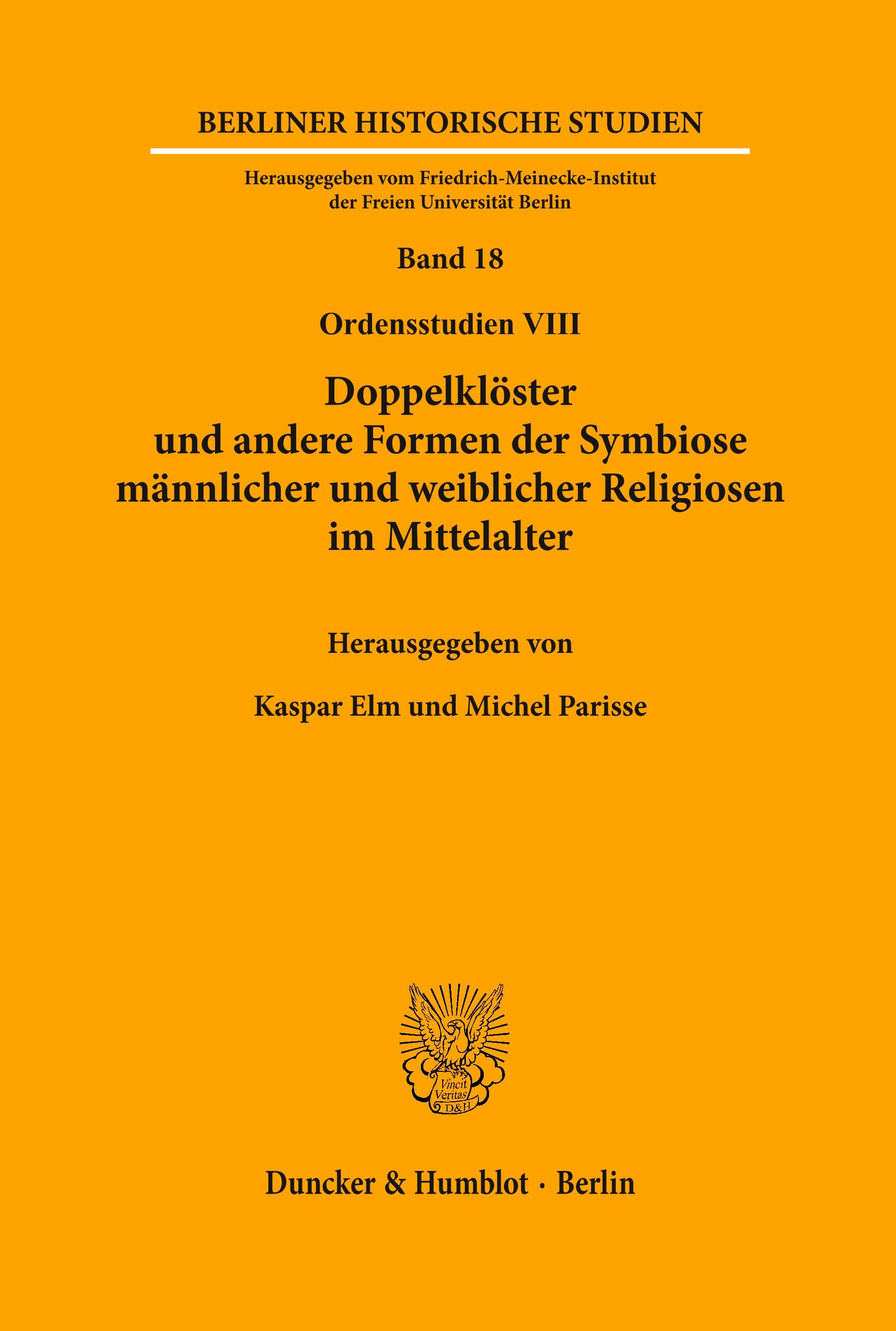 Vorderes Coverbild Doppelklöster und andere Formen der Symbiose männlicher und weiblicher Religiosen im Mittelalter.