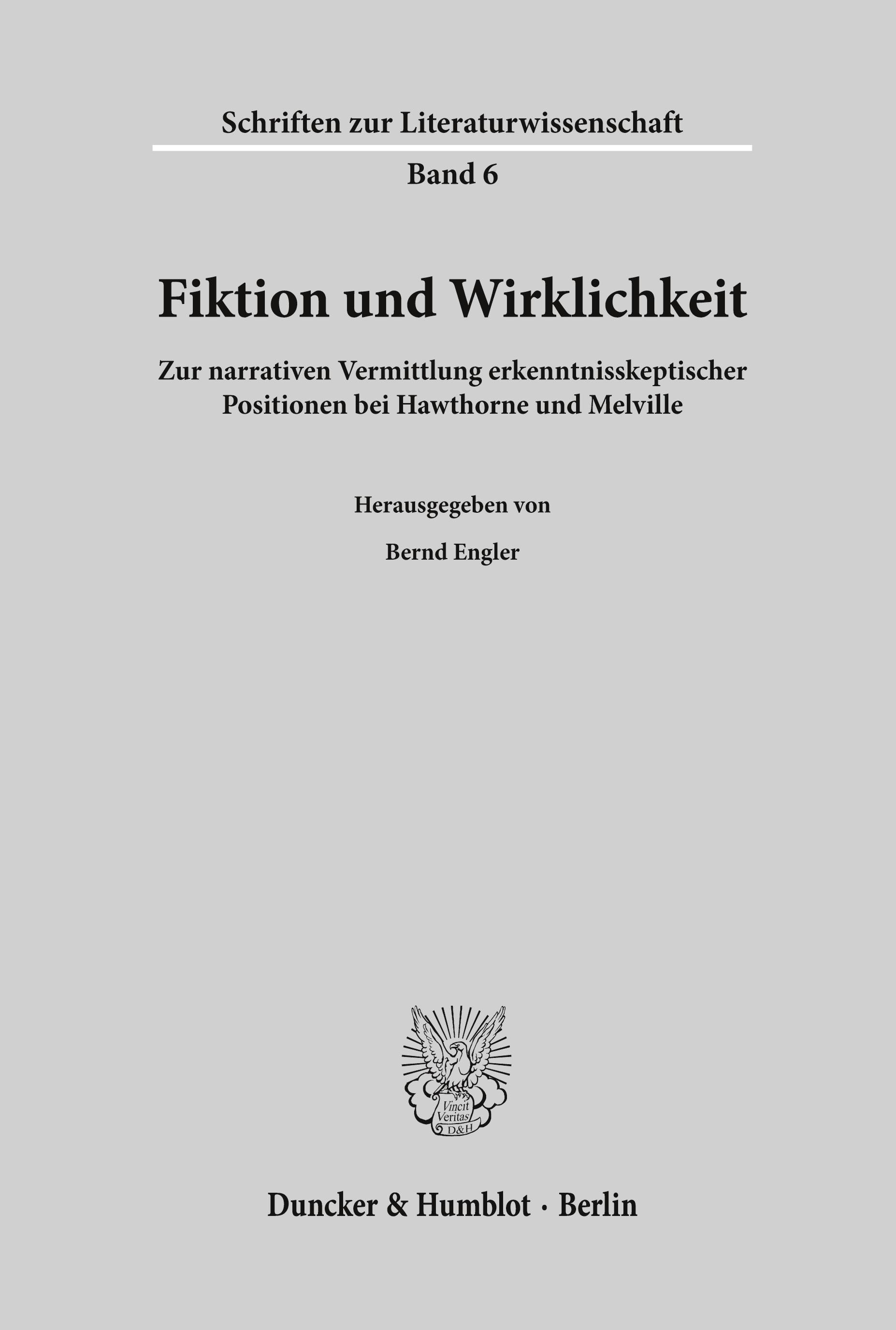 Vorderes Coverbild Fiktion und Wirklichkeit.