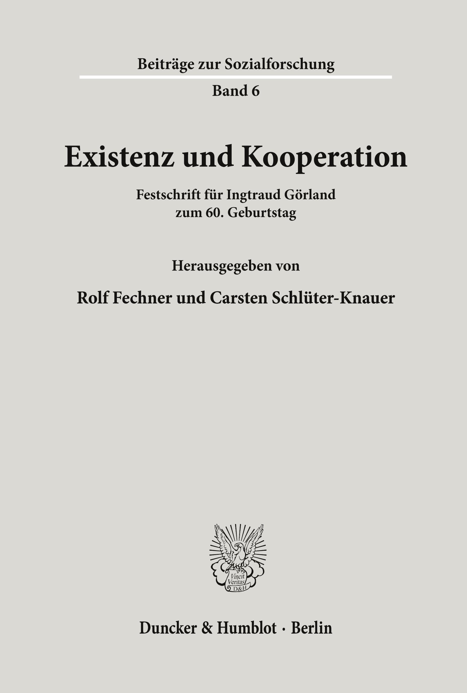 Vorderes Coverbild Existenz und Kooperation.
