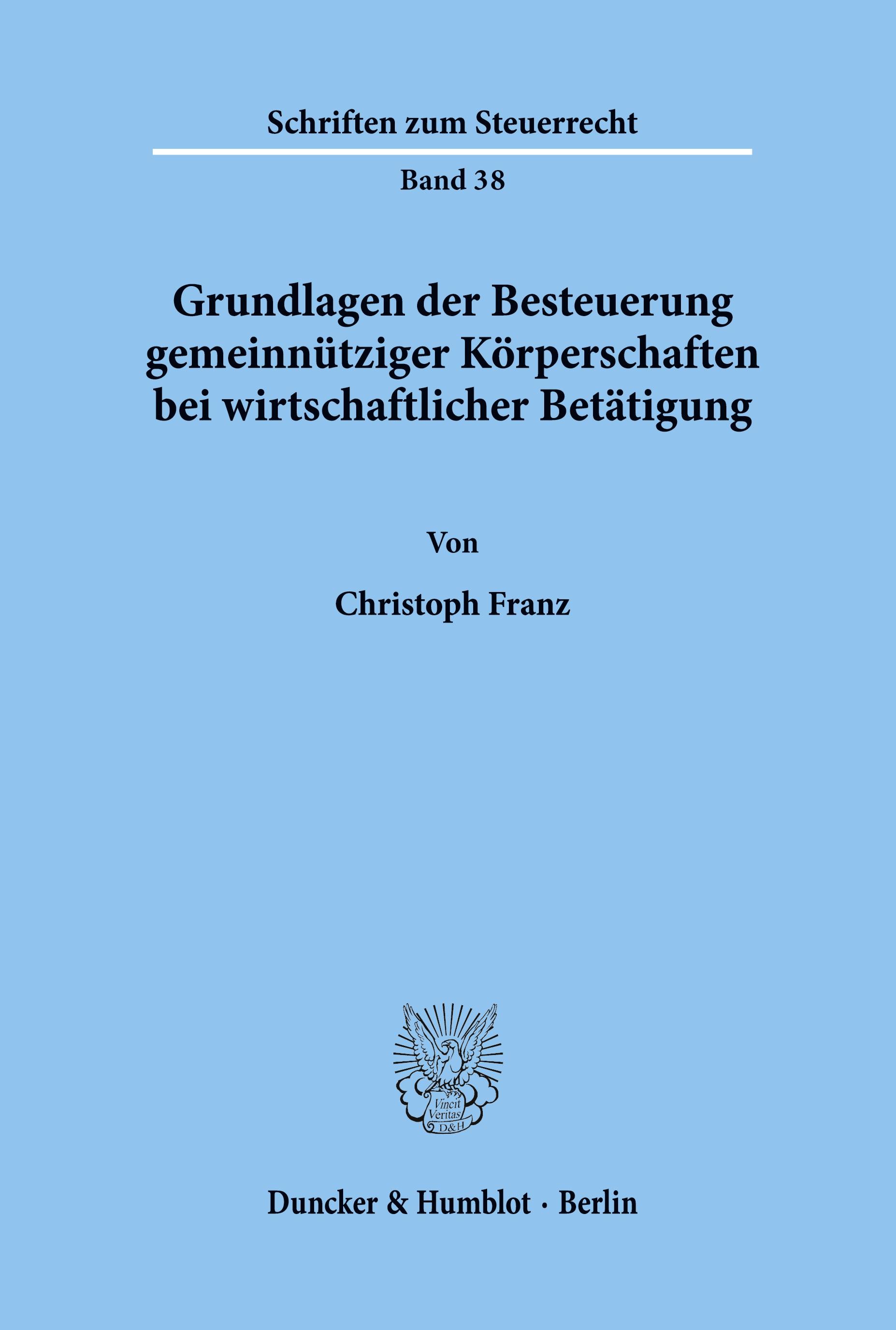 Vorderes Coverbild Grundlagen der Besteuerung gemeinnütziger Körperschaften bei wirtschaftlicher Betätigung.