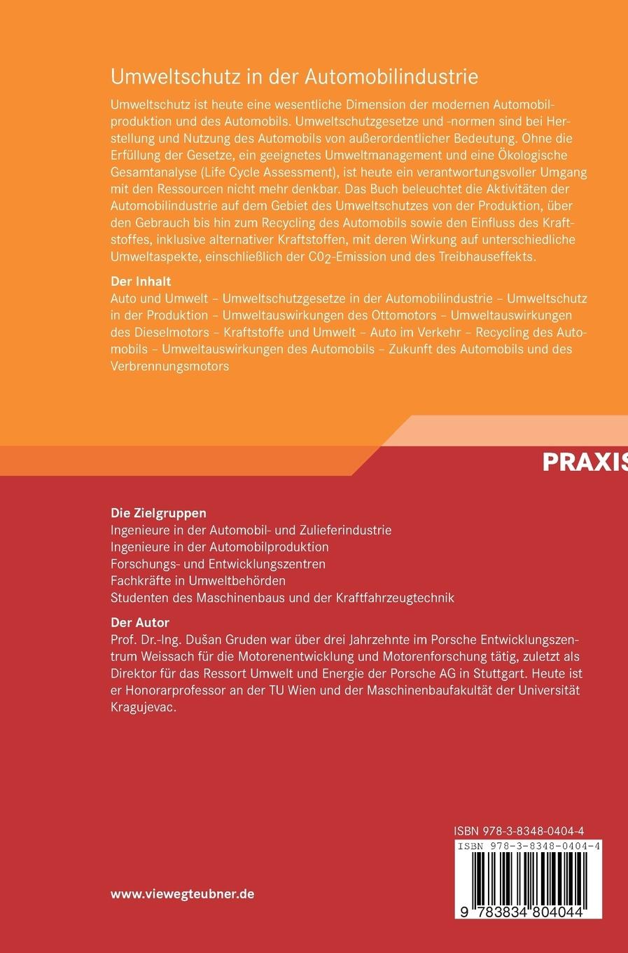 Rückseitencover Umweltschutz in der Automobilindustrie