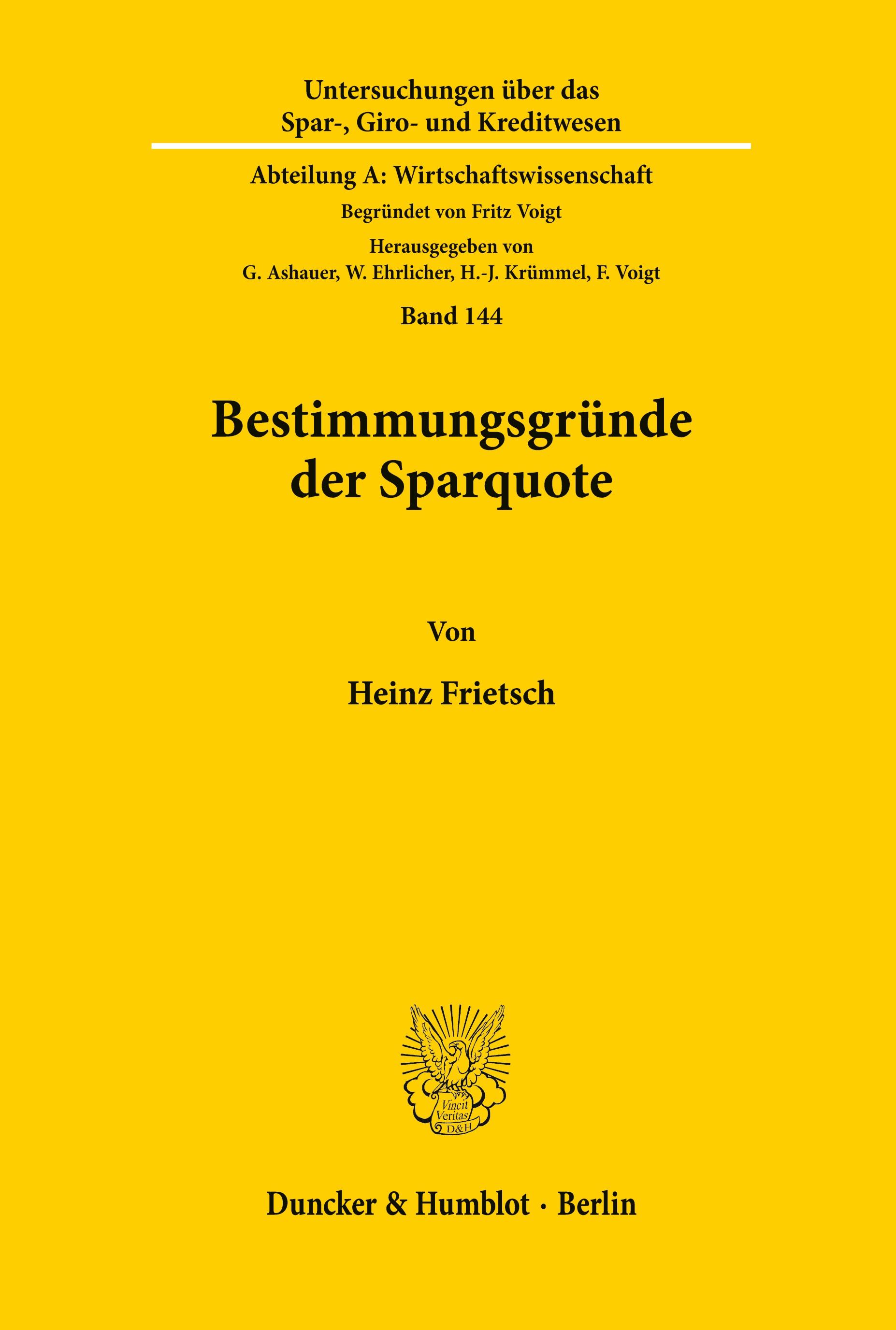 Vorderes Coverbild Bestimmungsgründe der Sparquote.