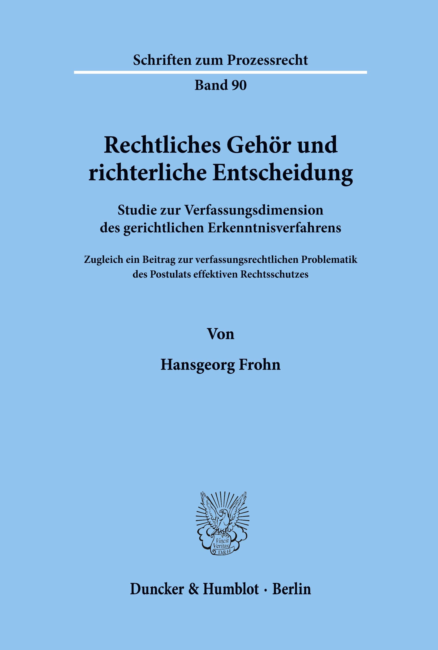 Vorderes Coverbild Rechtliches Gehör und richterliche Entscheidung.