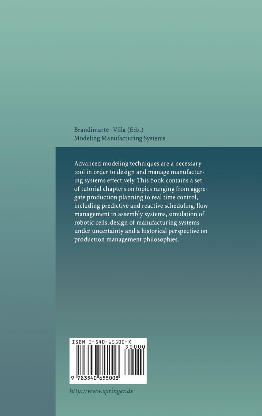 Rückseitencover Modeling Manufacturing Systems